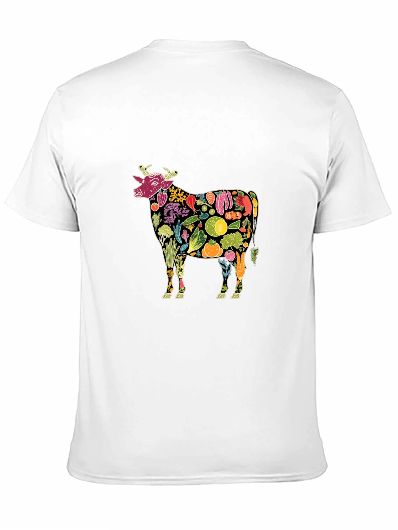 Vegan Cow Graphic Tee - Black Cotton T-Shirt