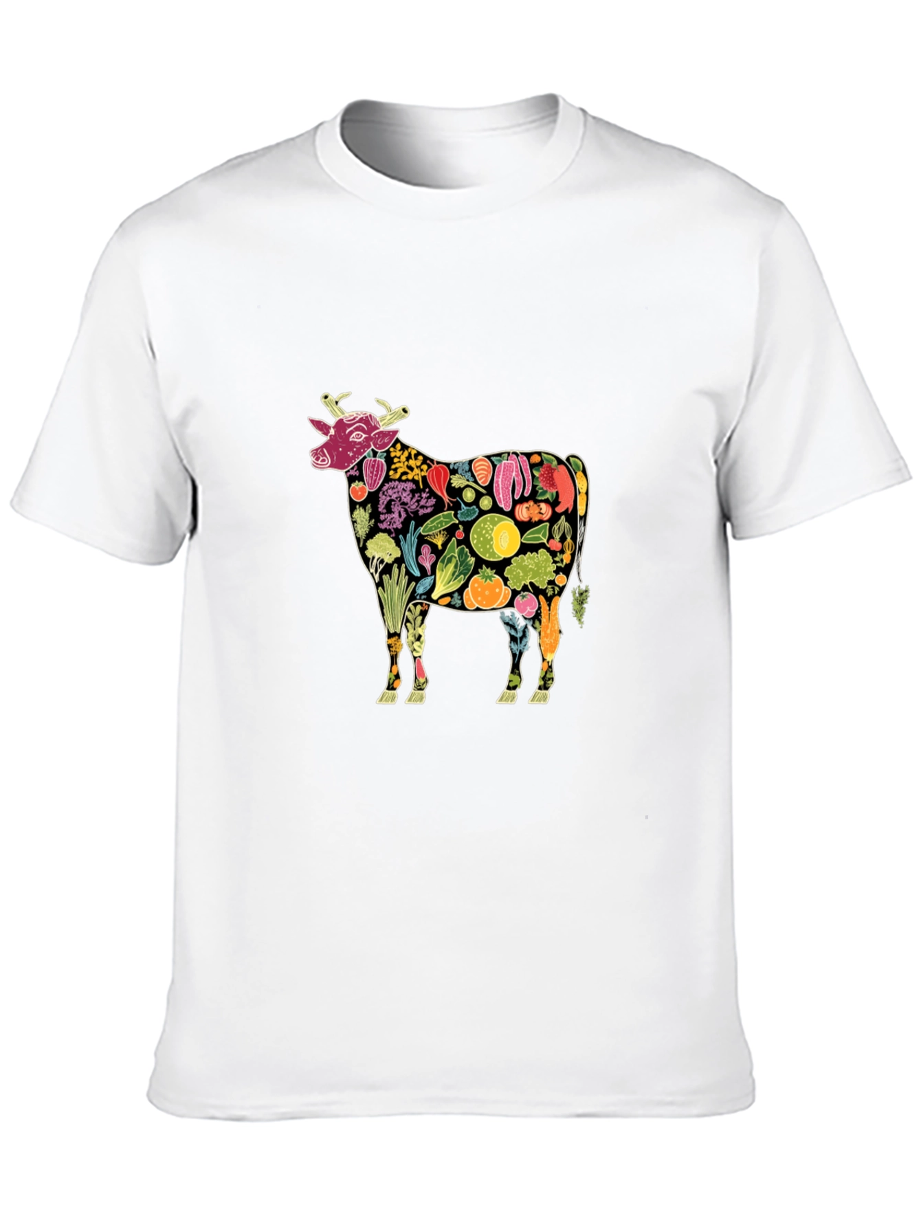 Vegan Cow Graphic Tee - Black Cotton T-Shirt