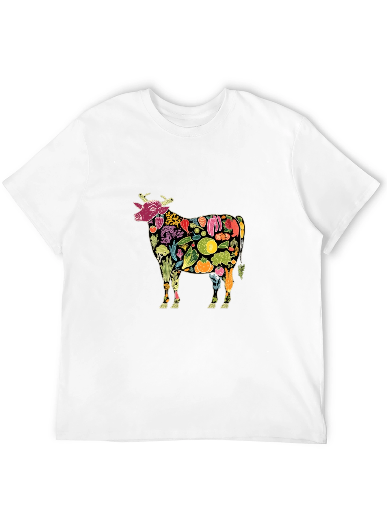 Vegan Cow Graphic Tee - Black Cotton T-Shirt
