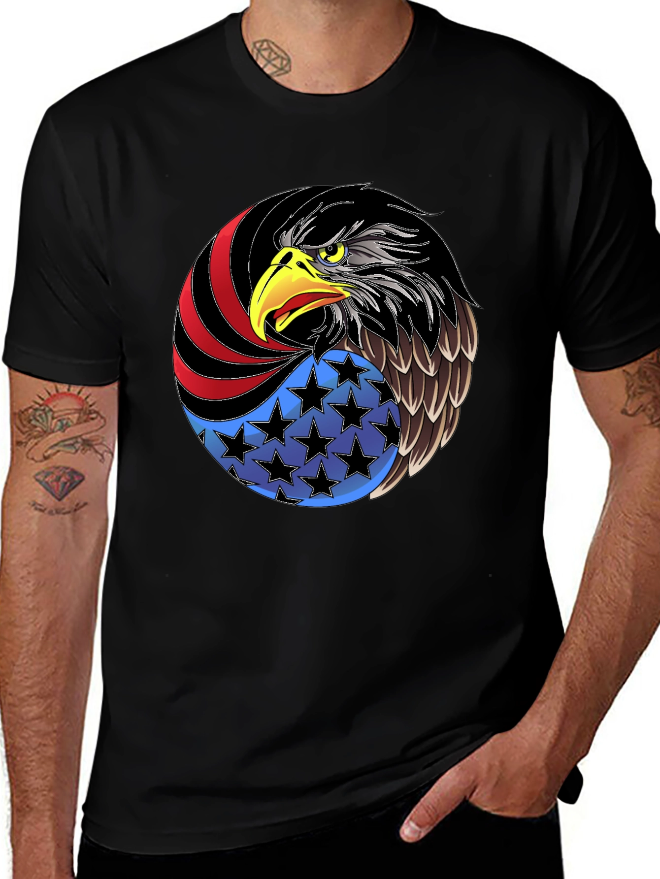 Patriotic Eagle Graphic Tee - USA Pride