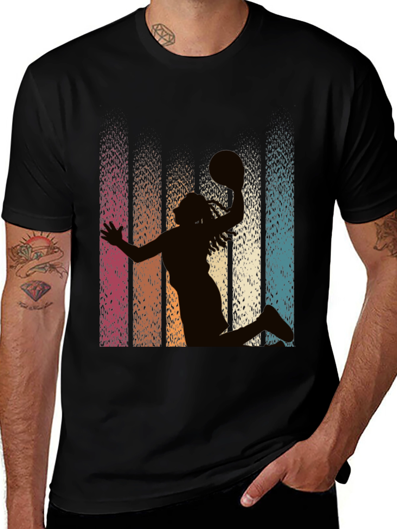 Retro Basketball Silhouette Graphic Tee