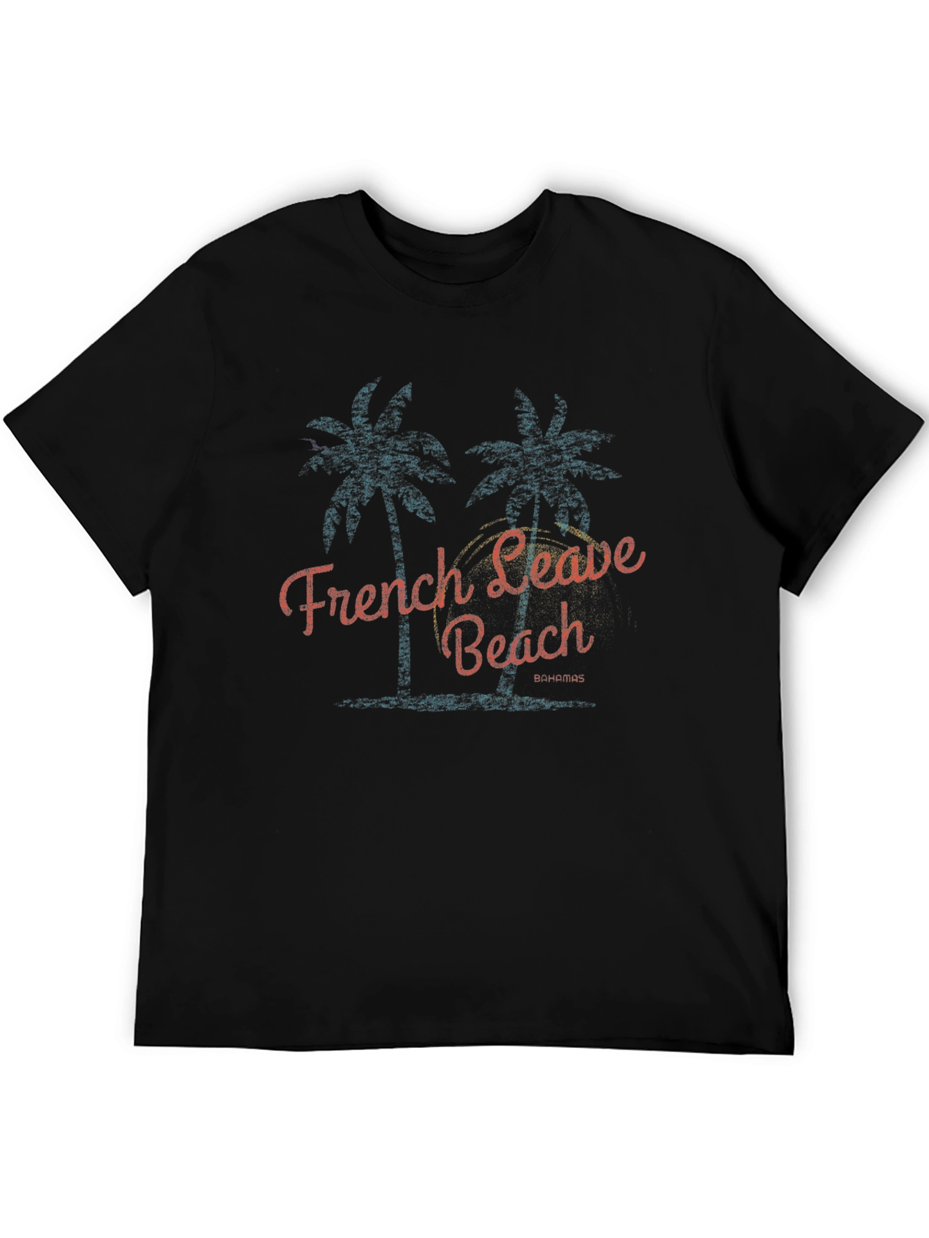 French Leave Beach Mens Black T-Shirt