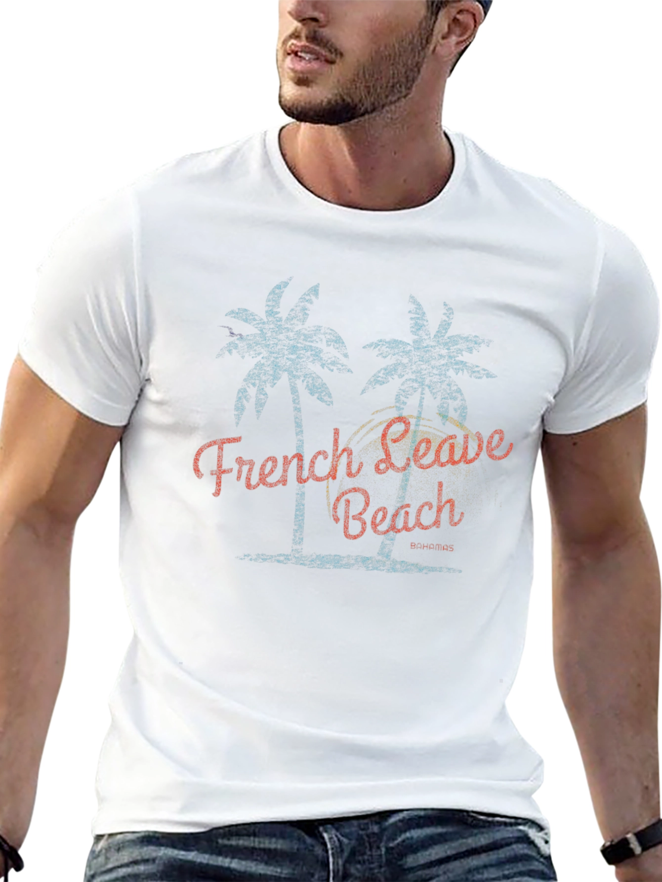 French Leave Beach Mens Black T-Shirt