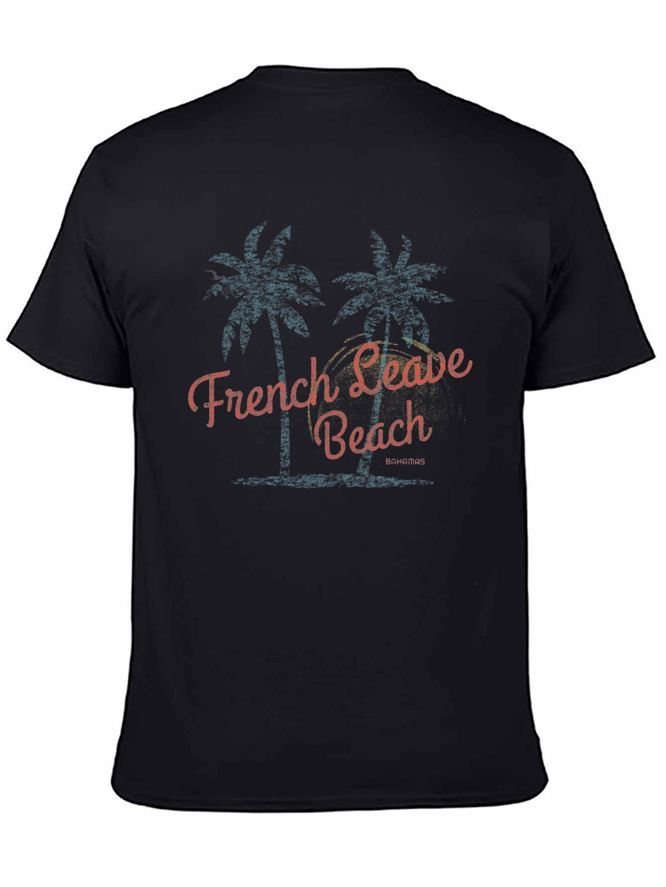 French Leave Beach Mens Black T-Shirt
