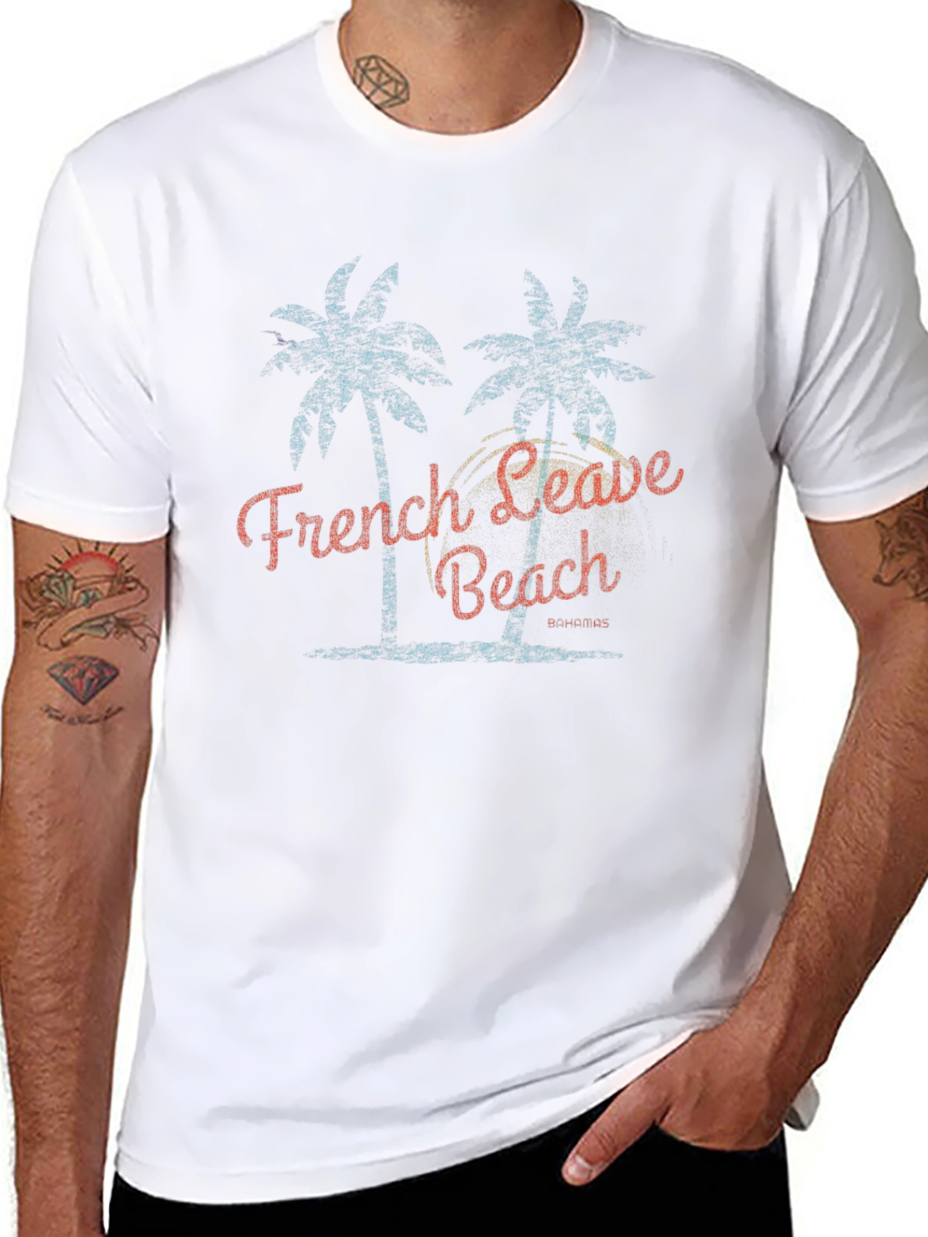 French Leave Beach Mens Black T-Shirt