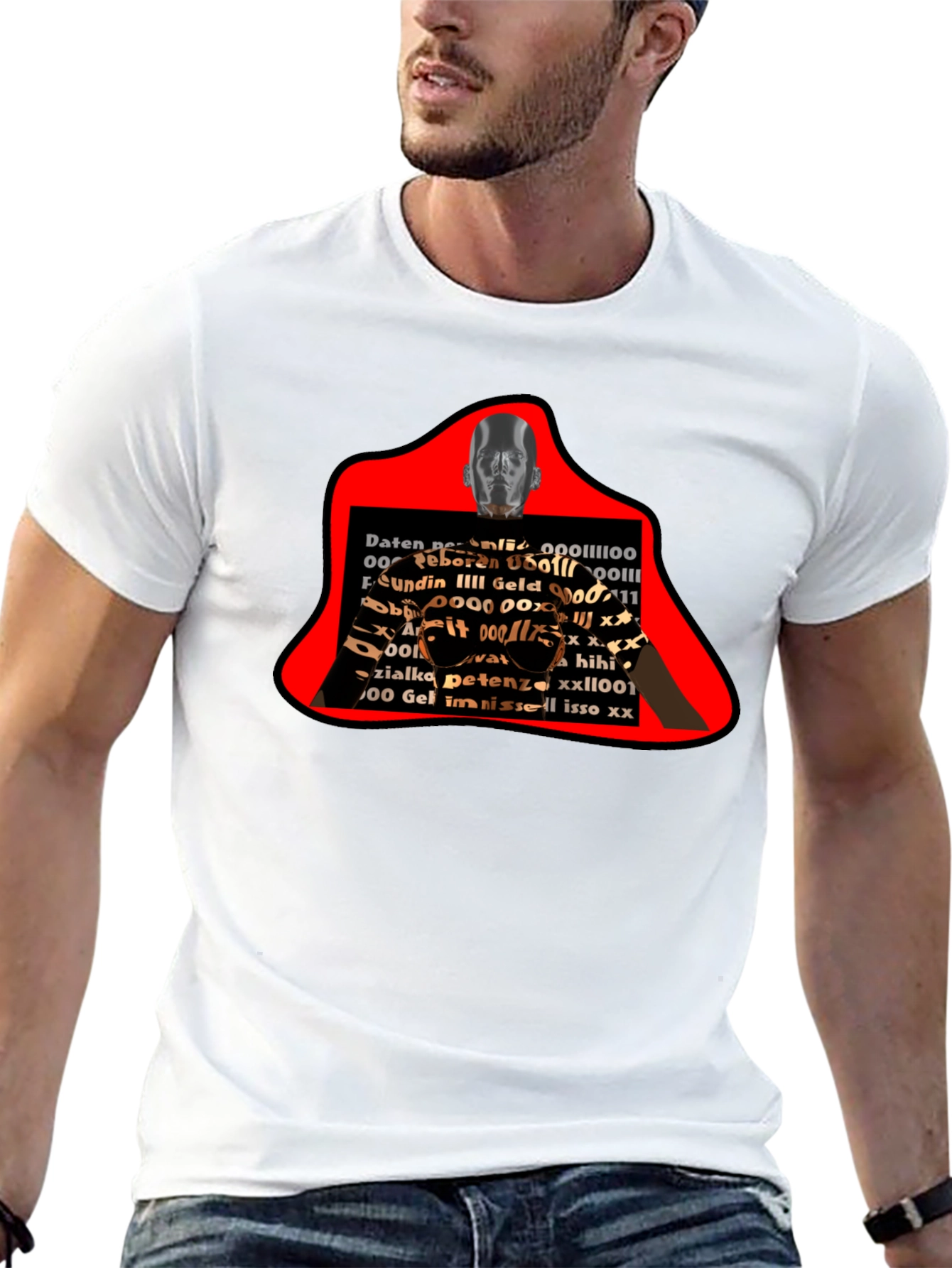 Abstract Graphic Print T-Shirt - Black