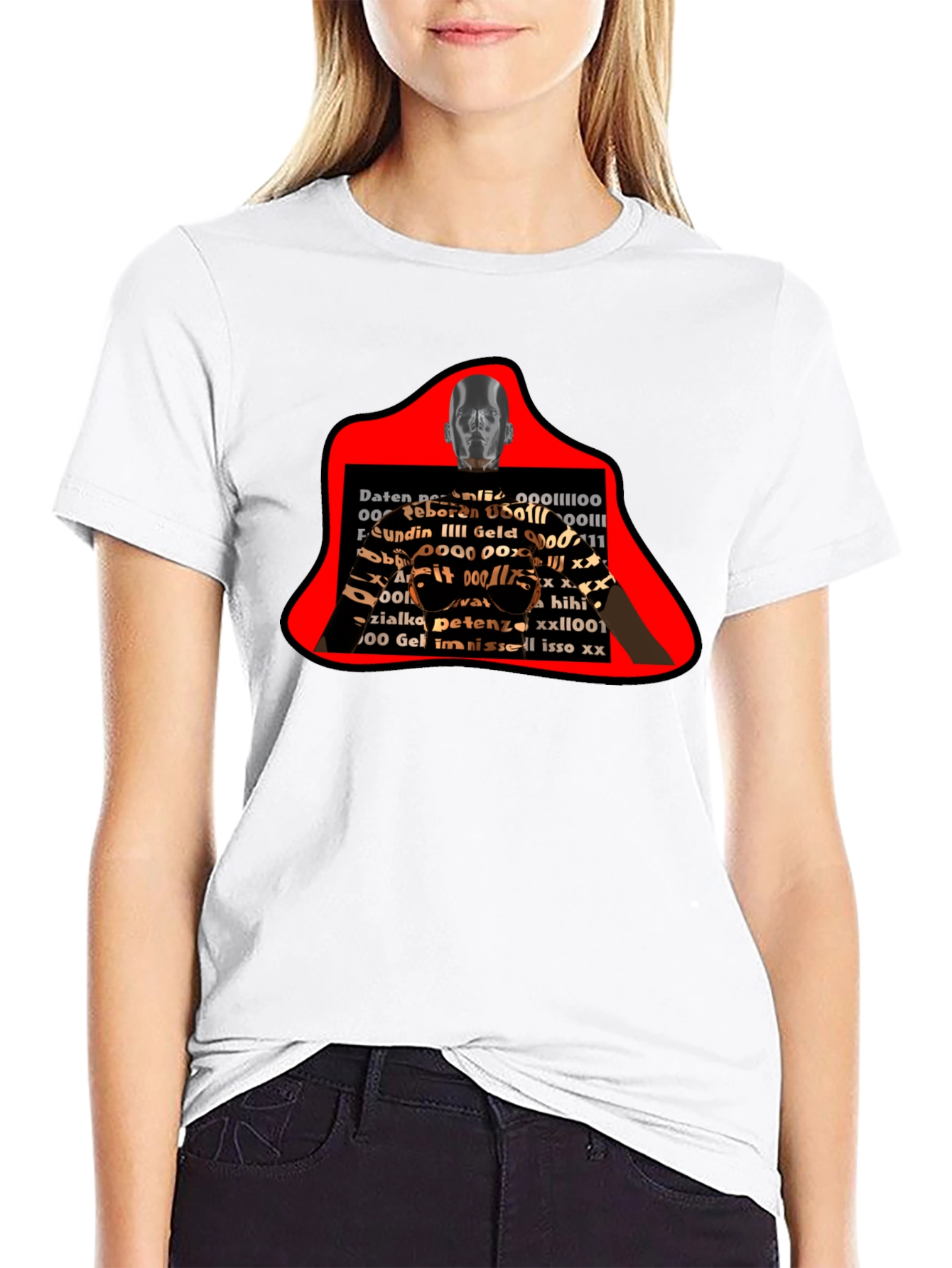 Abstract Graphic Print T-Shirt - Black