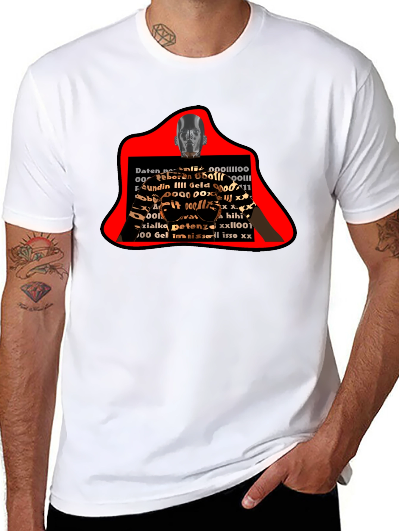 Abstract Graphic Print T-Shirt - Black