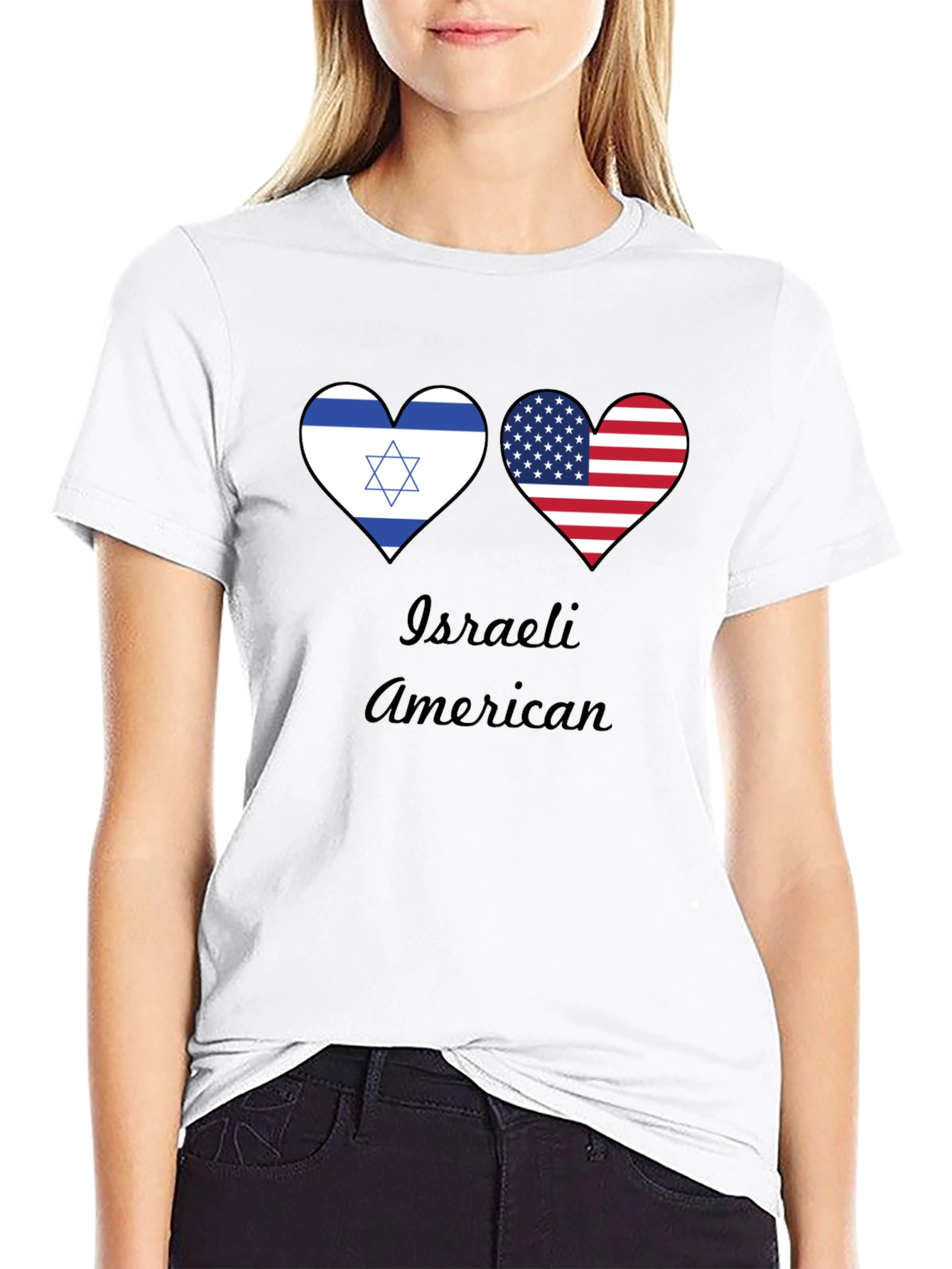Israeli American Flag Heart T-Shirt