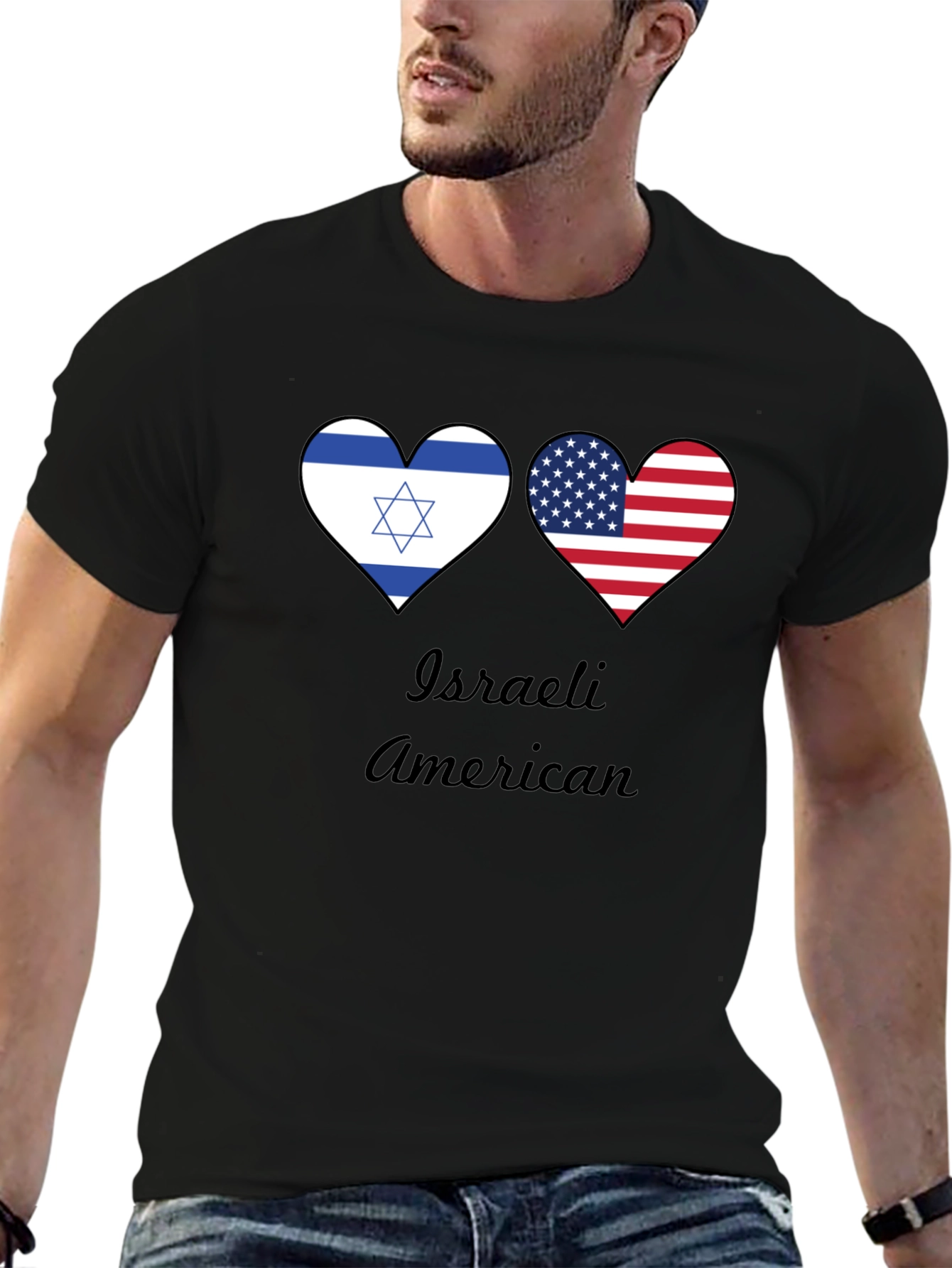 Israeli American Flag Heart T-Shirt