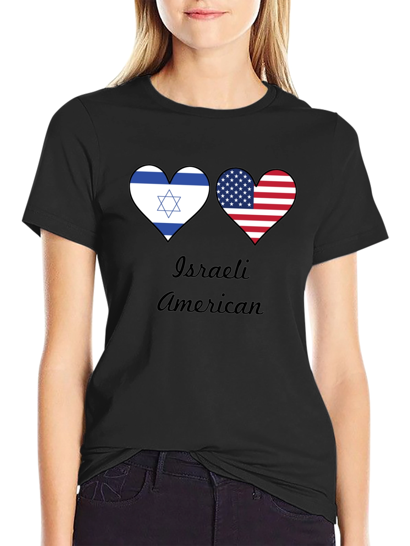 Israeli American Flag Heart T-Shirt