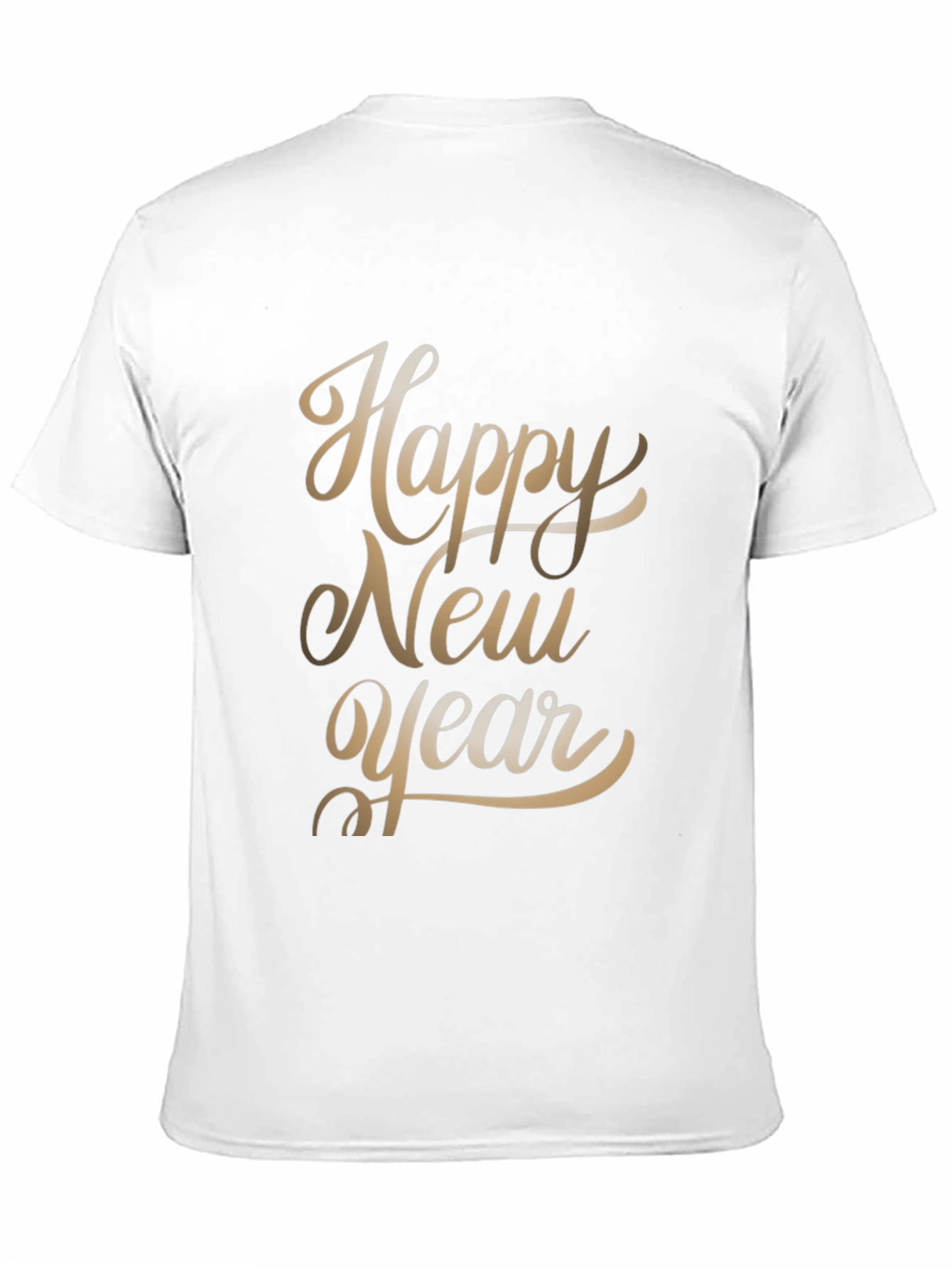 Happy New Year Gold Text Graphic Black T-Shirt