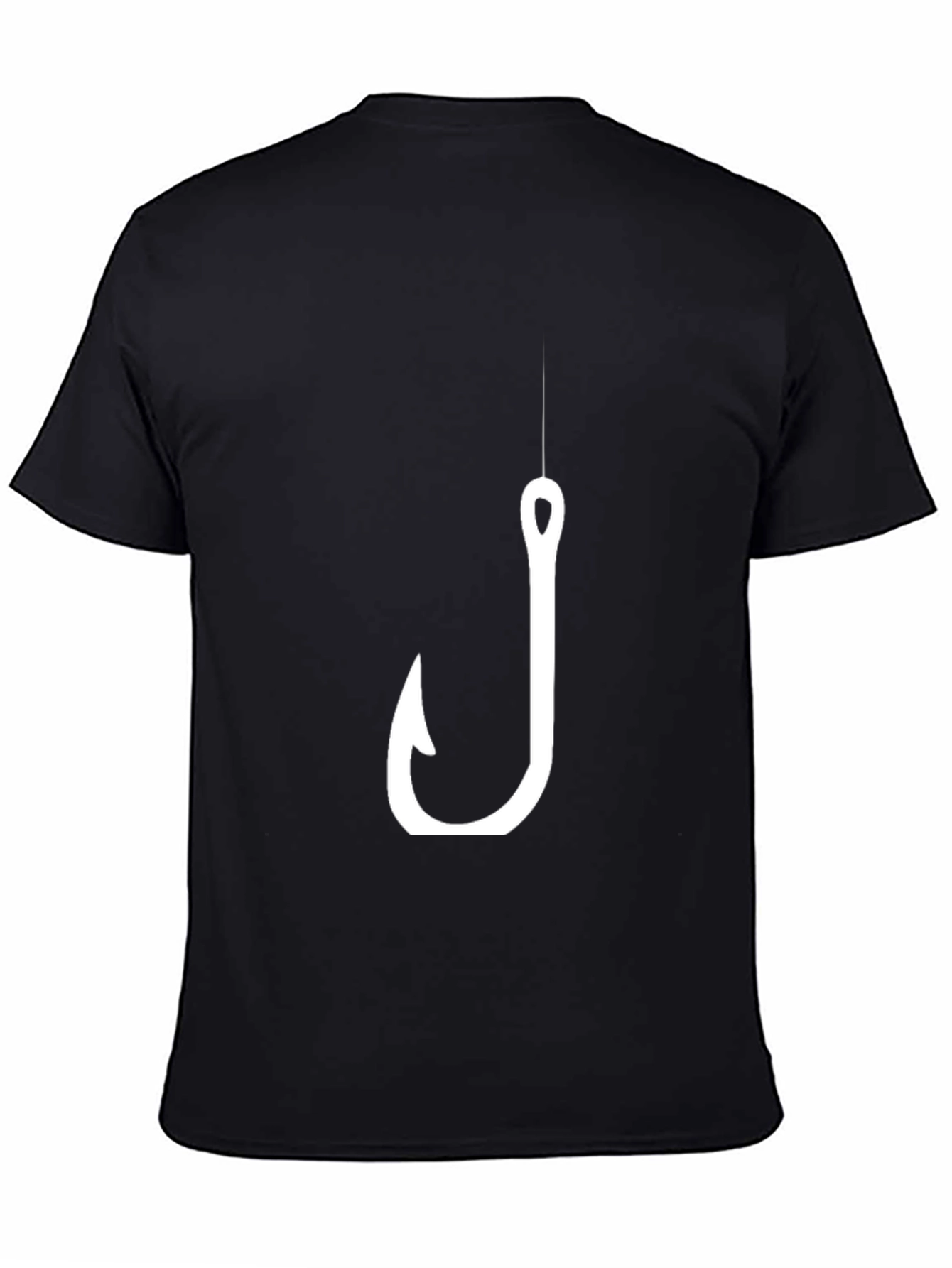 Mens Black T-Shirt with Fishing Hook Design