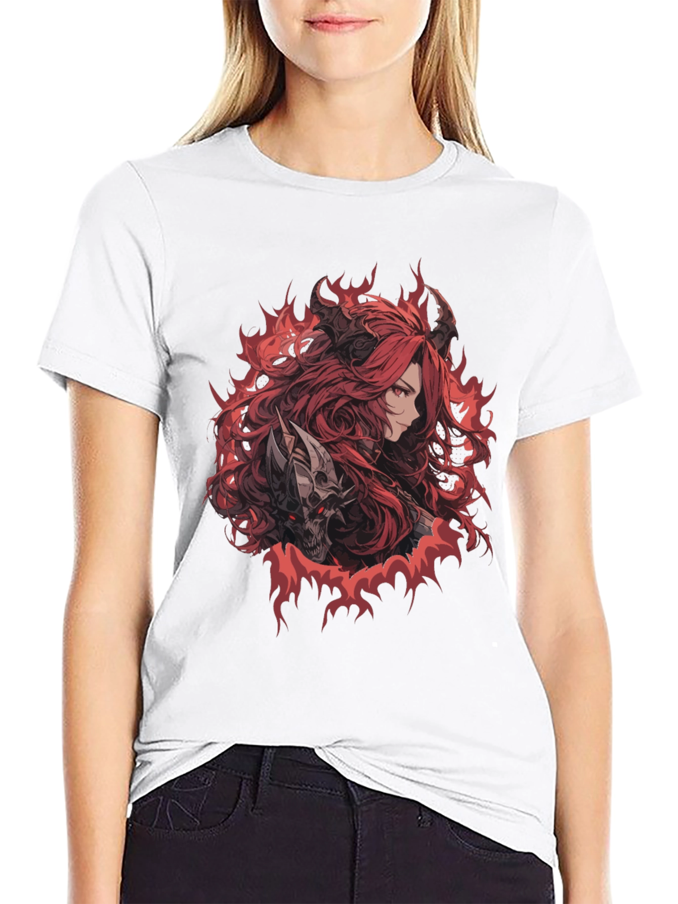 Graphic Print Tee - Anime Demon Girl T-Shirt