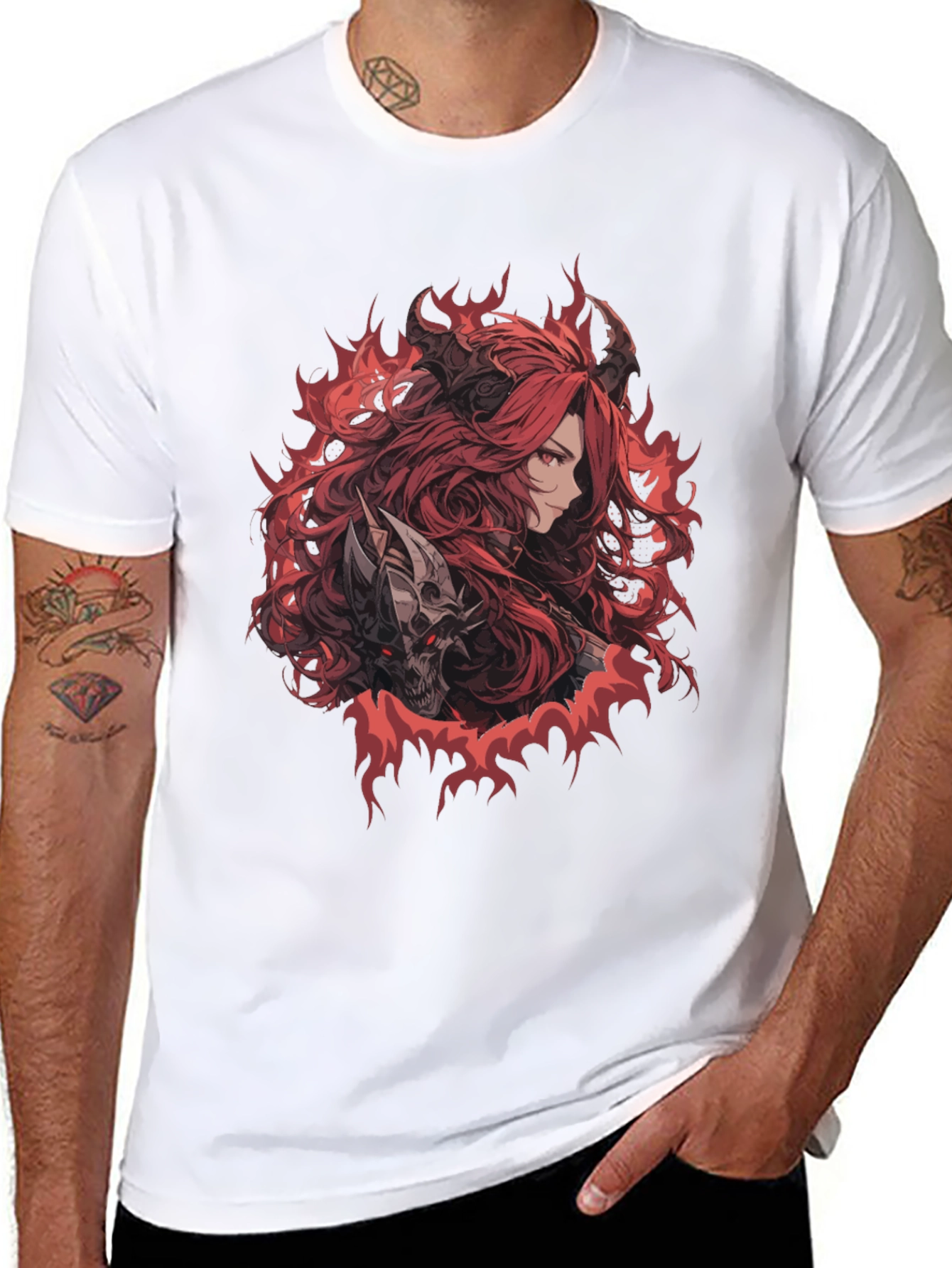 Graphic Print Tee - Anime Demon Girl T-Shirt