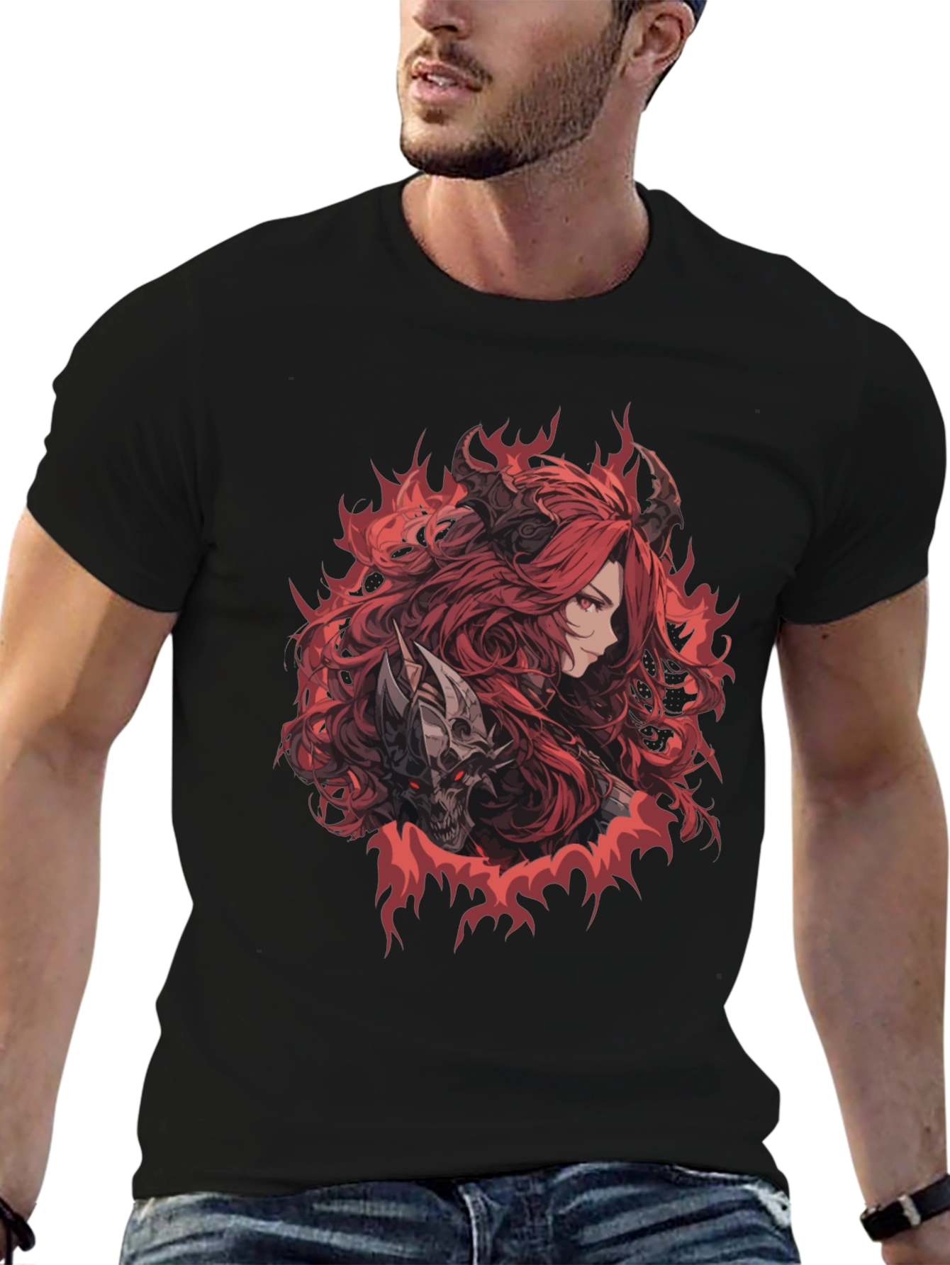 Graphic Print Tee - Anime Demon Girl T-Shirt