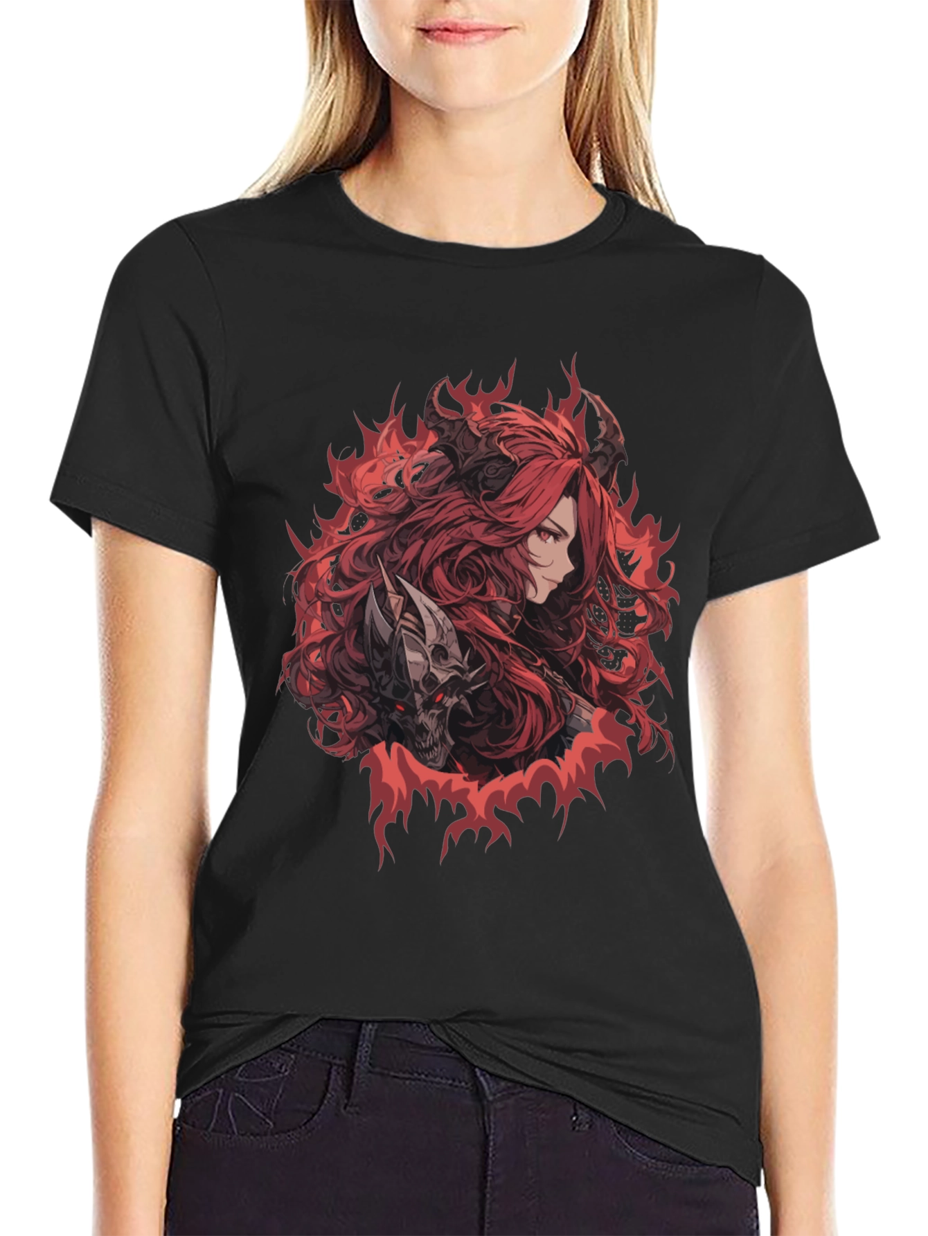 Graphic Print Tee - Anime Demon Girl T-Shirt