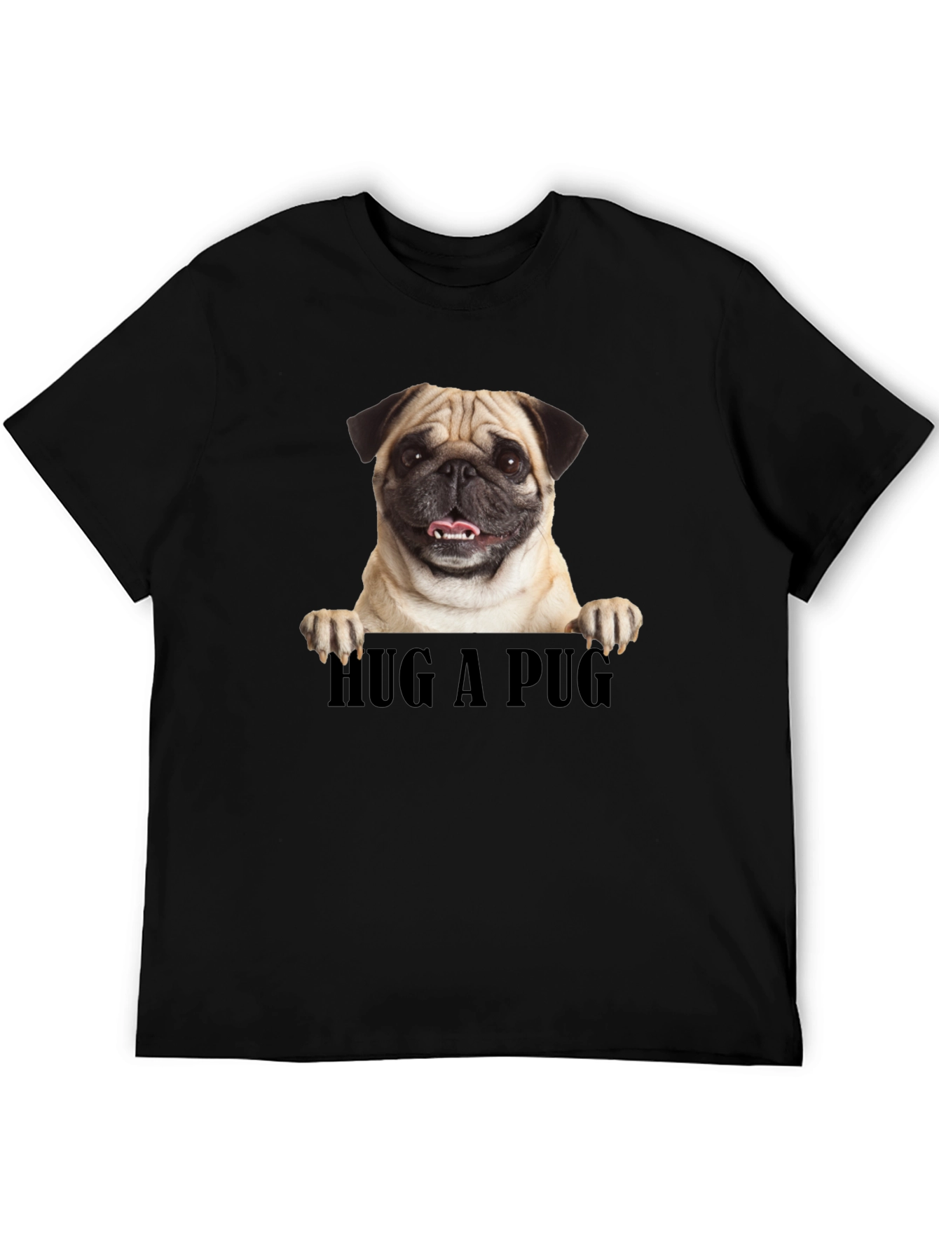 Hug A Pug Graphic Tee - Black Unisex T-Shirt
