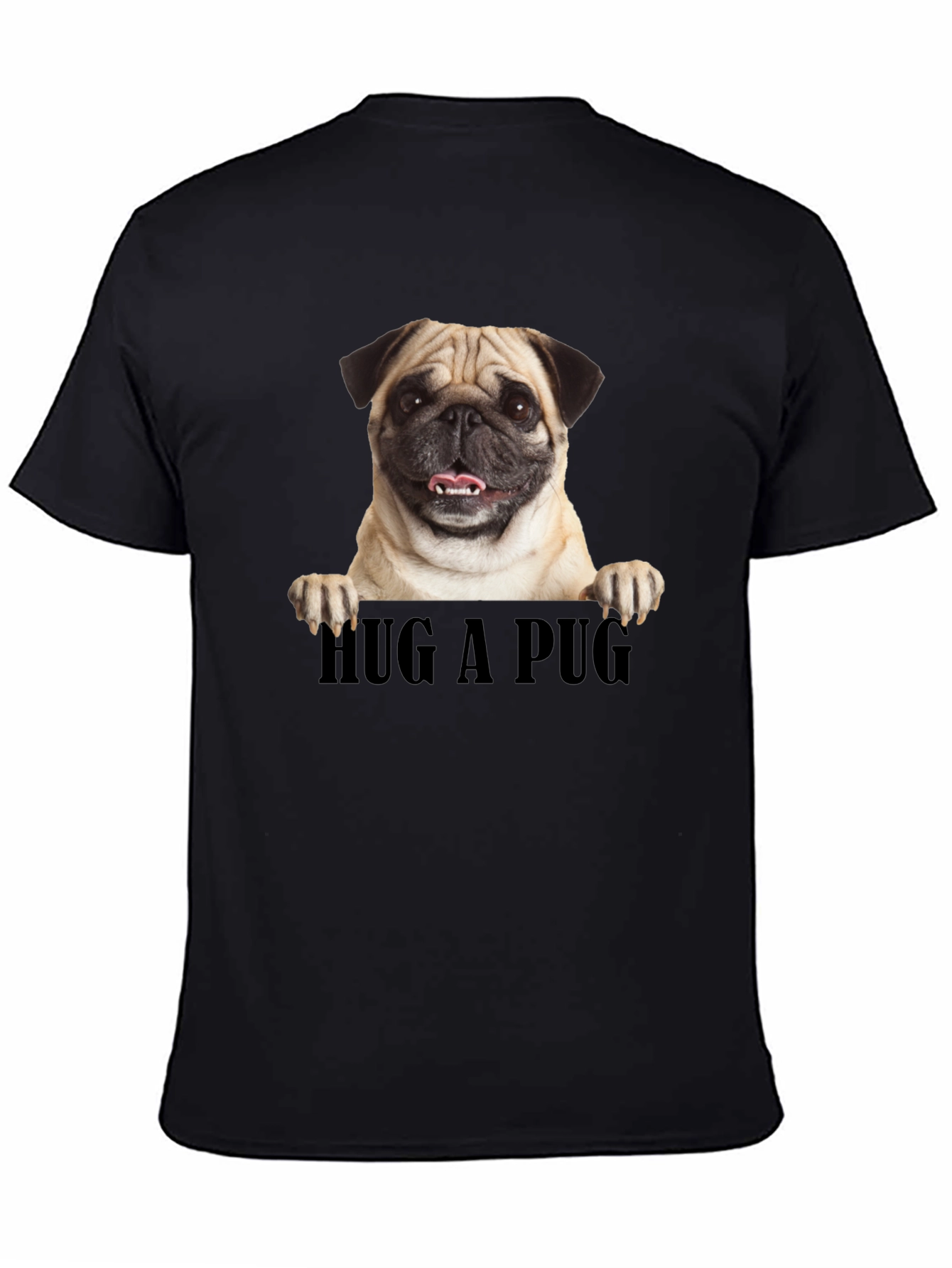 Hug A Pug Graphic Tee - Black Unisex T-Shirt