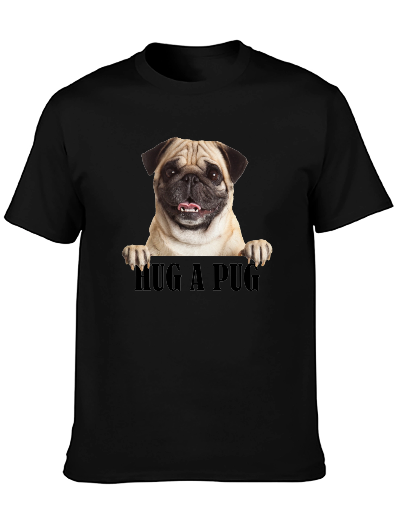 Hug A Pug Graphic Tee - Black Unisex T-Shirt