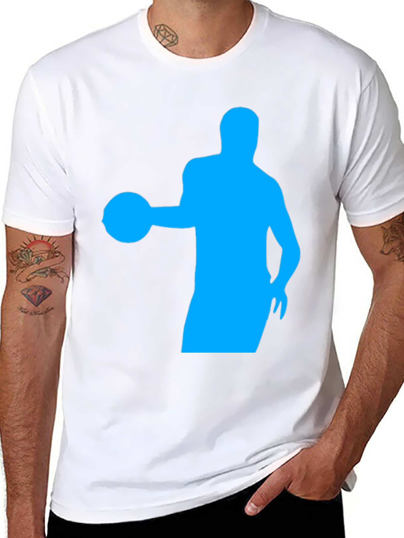 Basketball Player Silhouette Black Graphic Tee