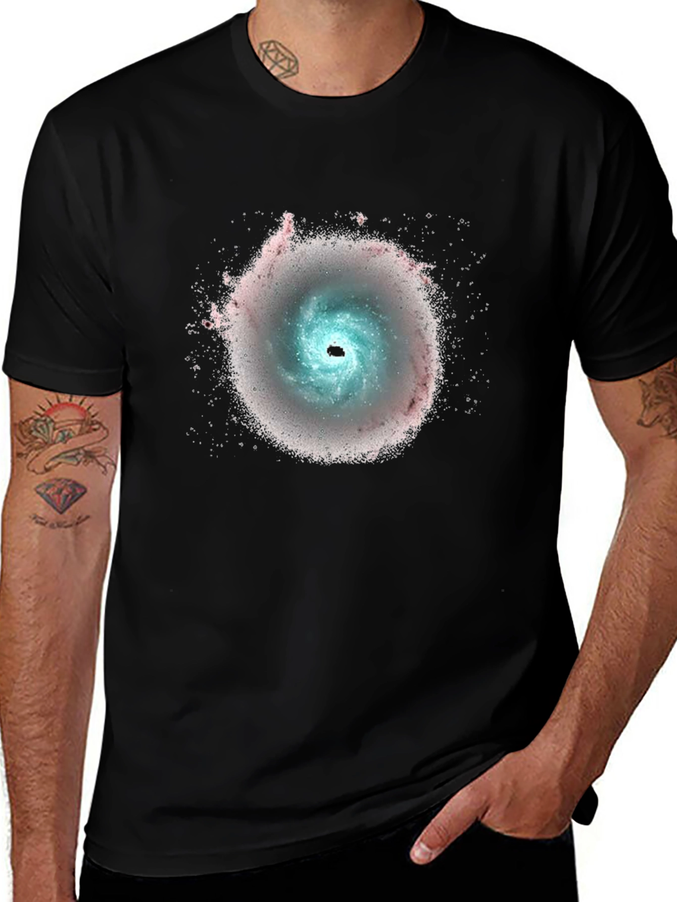 Galaxy Swirl Graphic Black T-Shirt