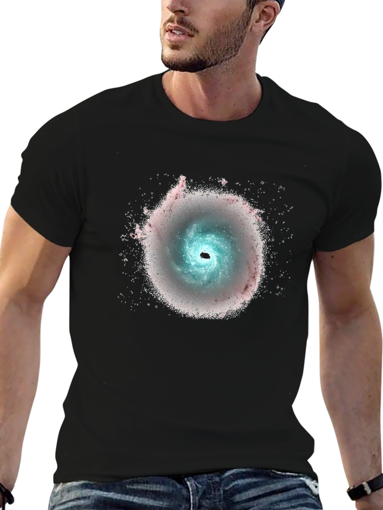 Galaxy Swirl Graphic Black T-Shirt