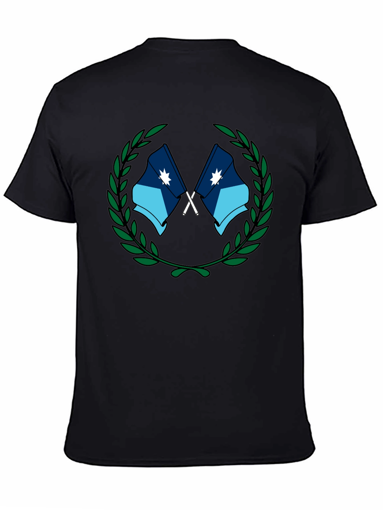 Graphic Tee - Crossed Flags with Wreath - Black