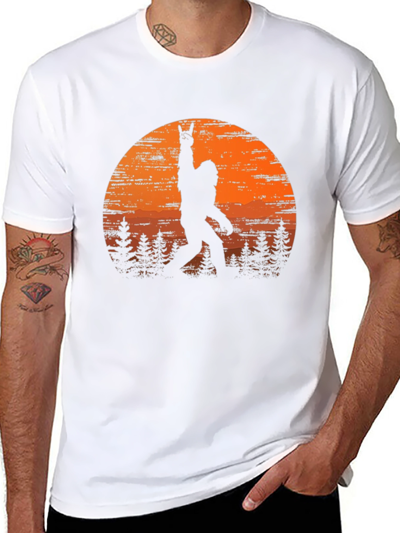 Bigfoot Sunset Rock On T-Shirt