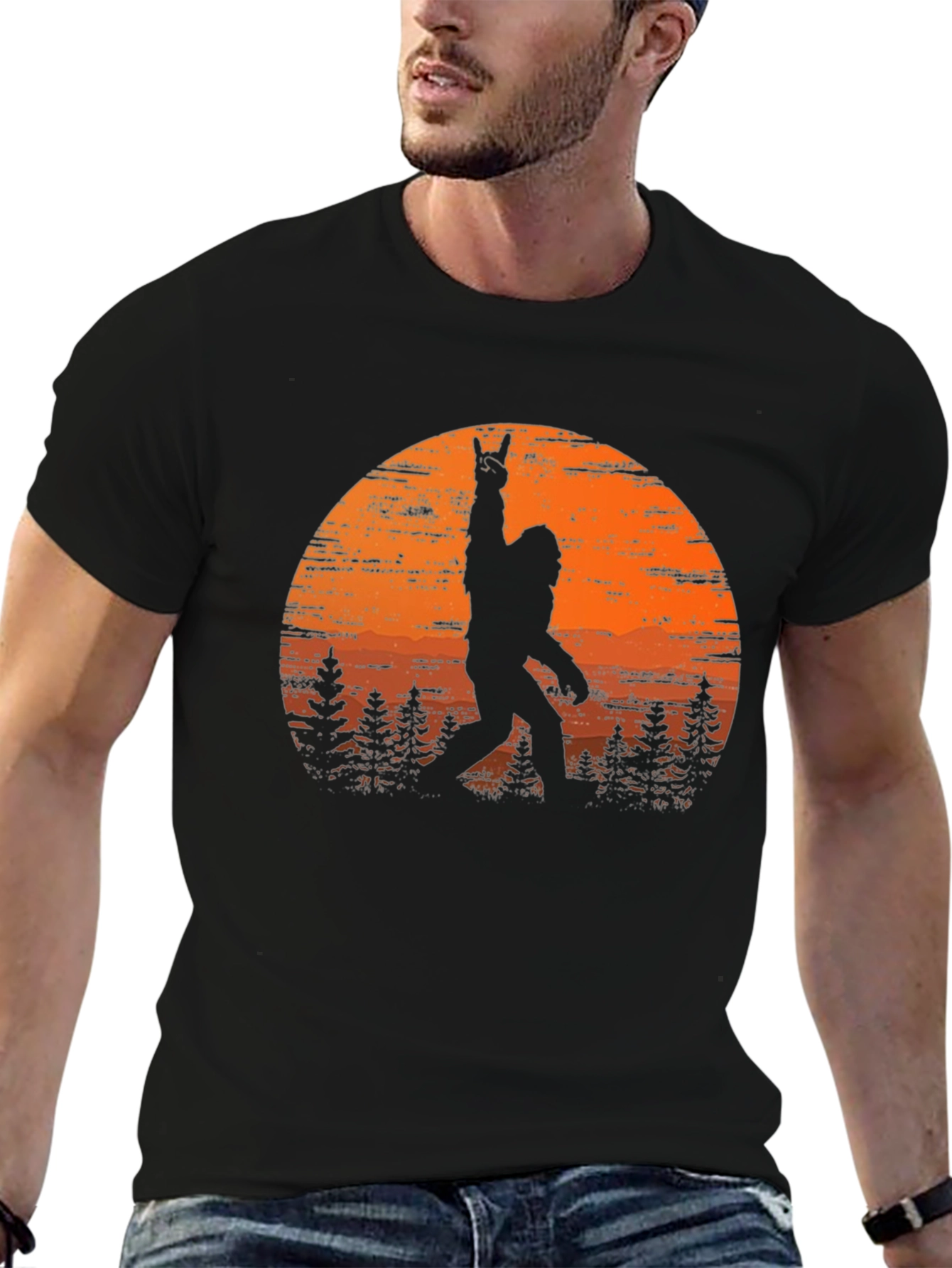 Bigfoot Sunset Rock On T-Shirt