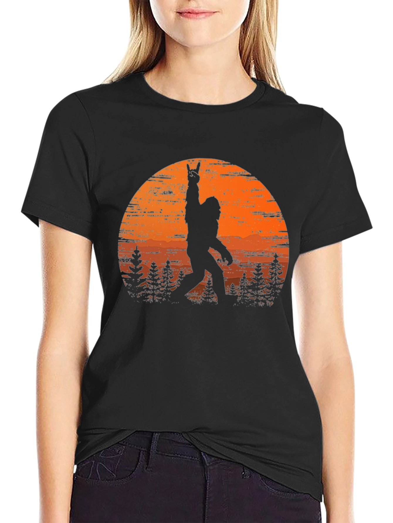Bigfoot Sunset Rock On T-Shirt