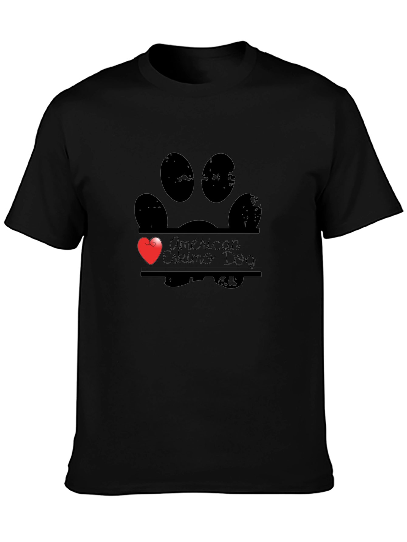 American Eskimo Dog Paw Print Heart T-Shirt