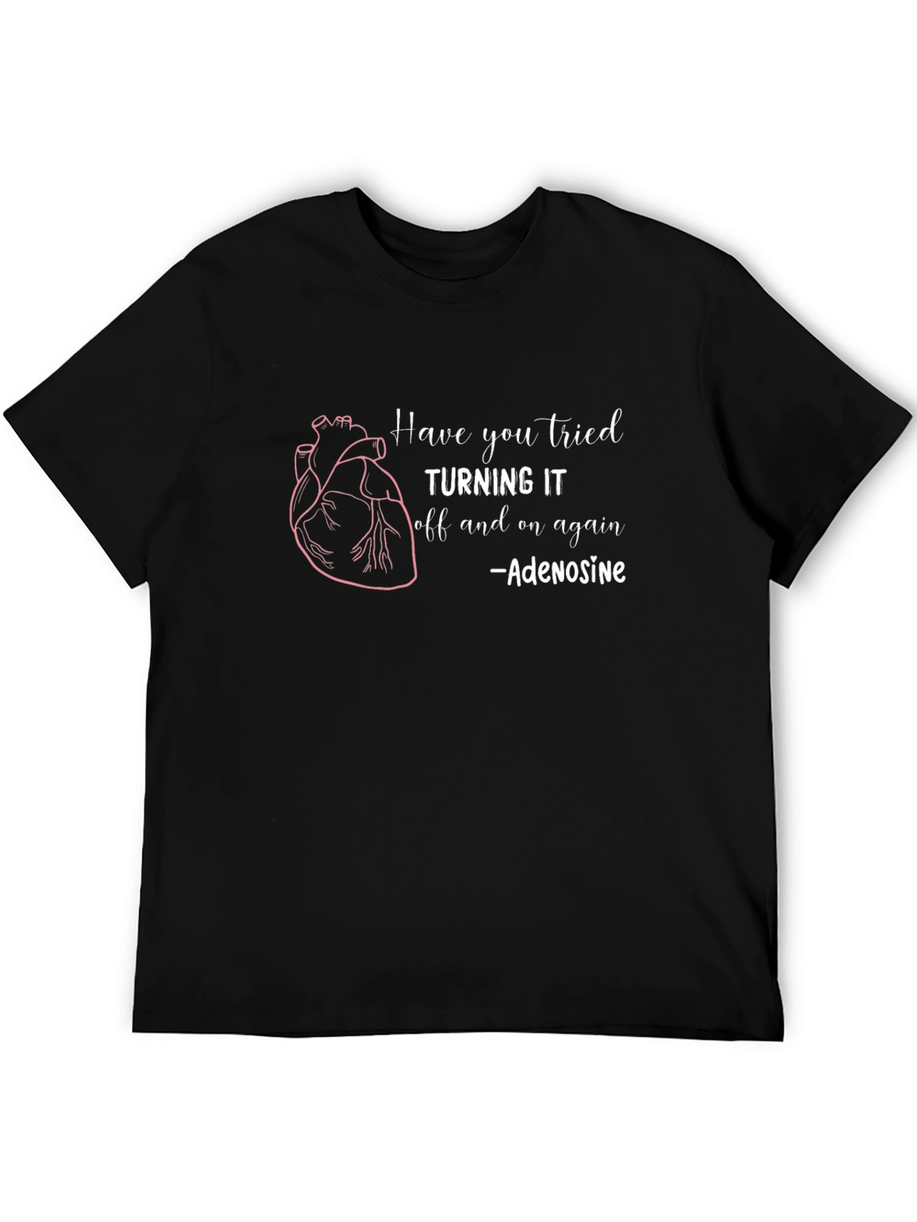 Adenosine Heartbeat Humor Black T-Shirt