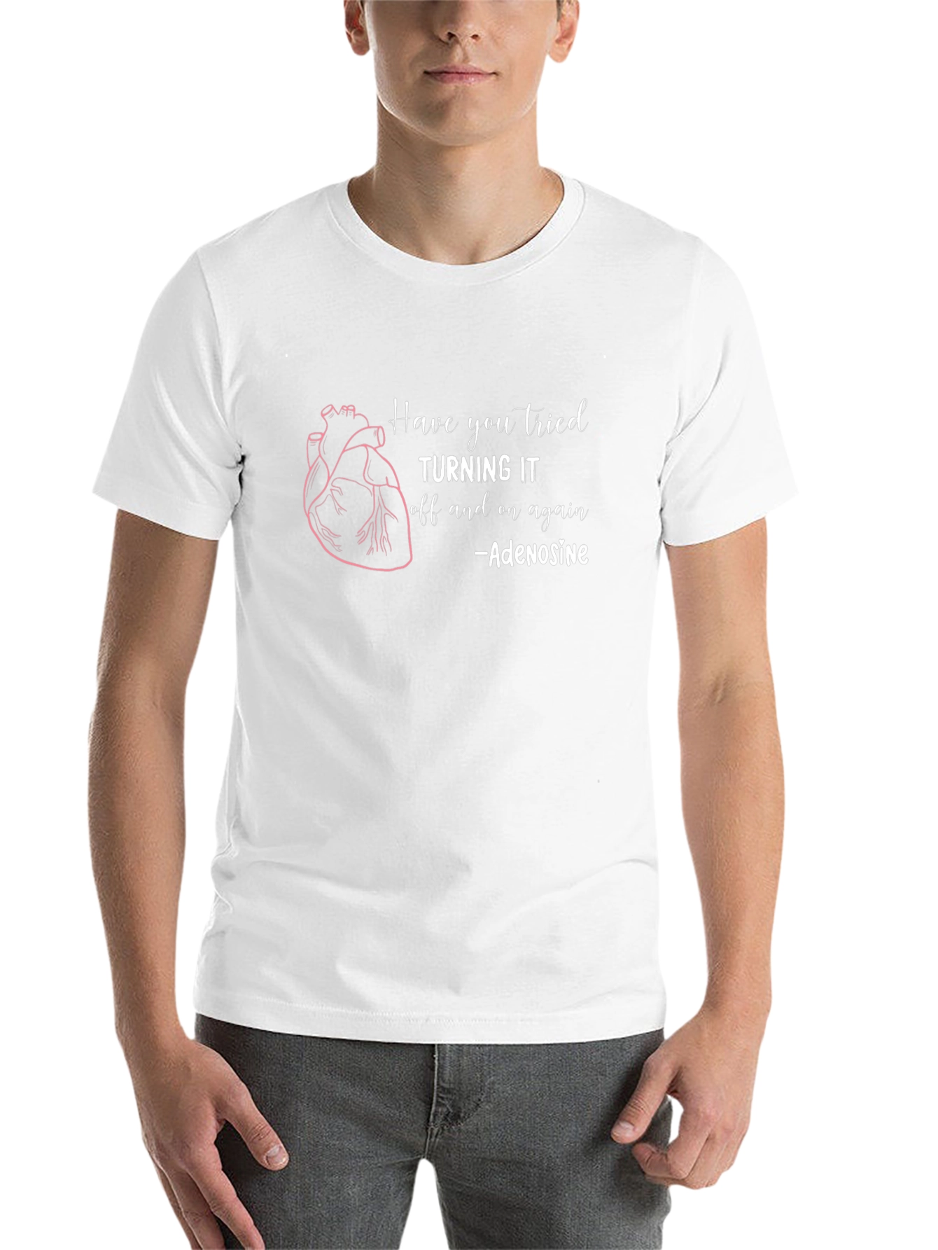 Adenosine Heartbeat Humor Black T-Shirt