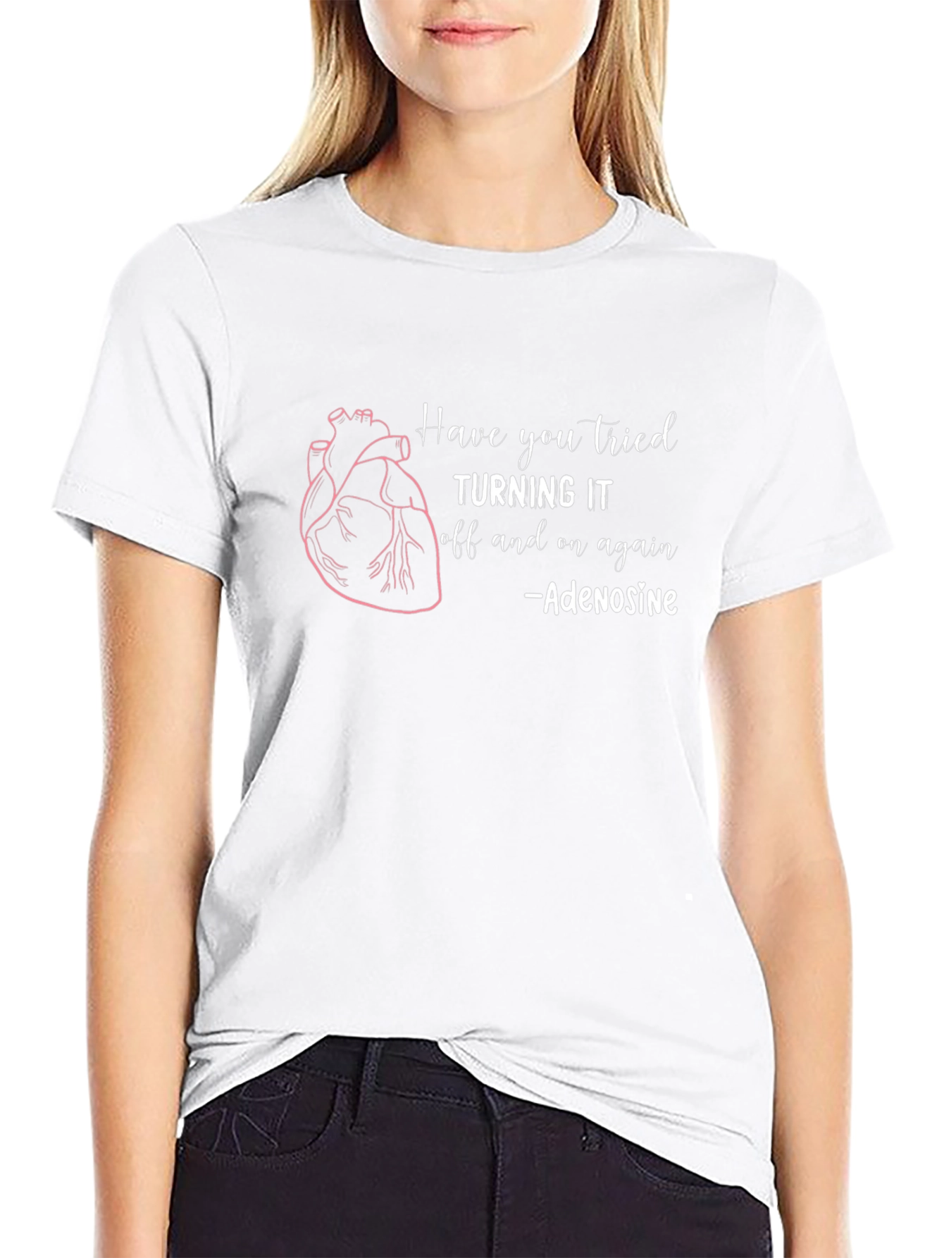 Adenosine Heartbeat Humor Black T-Shirt