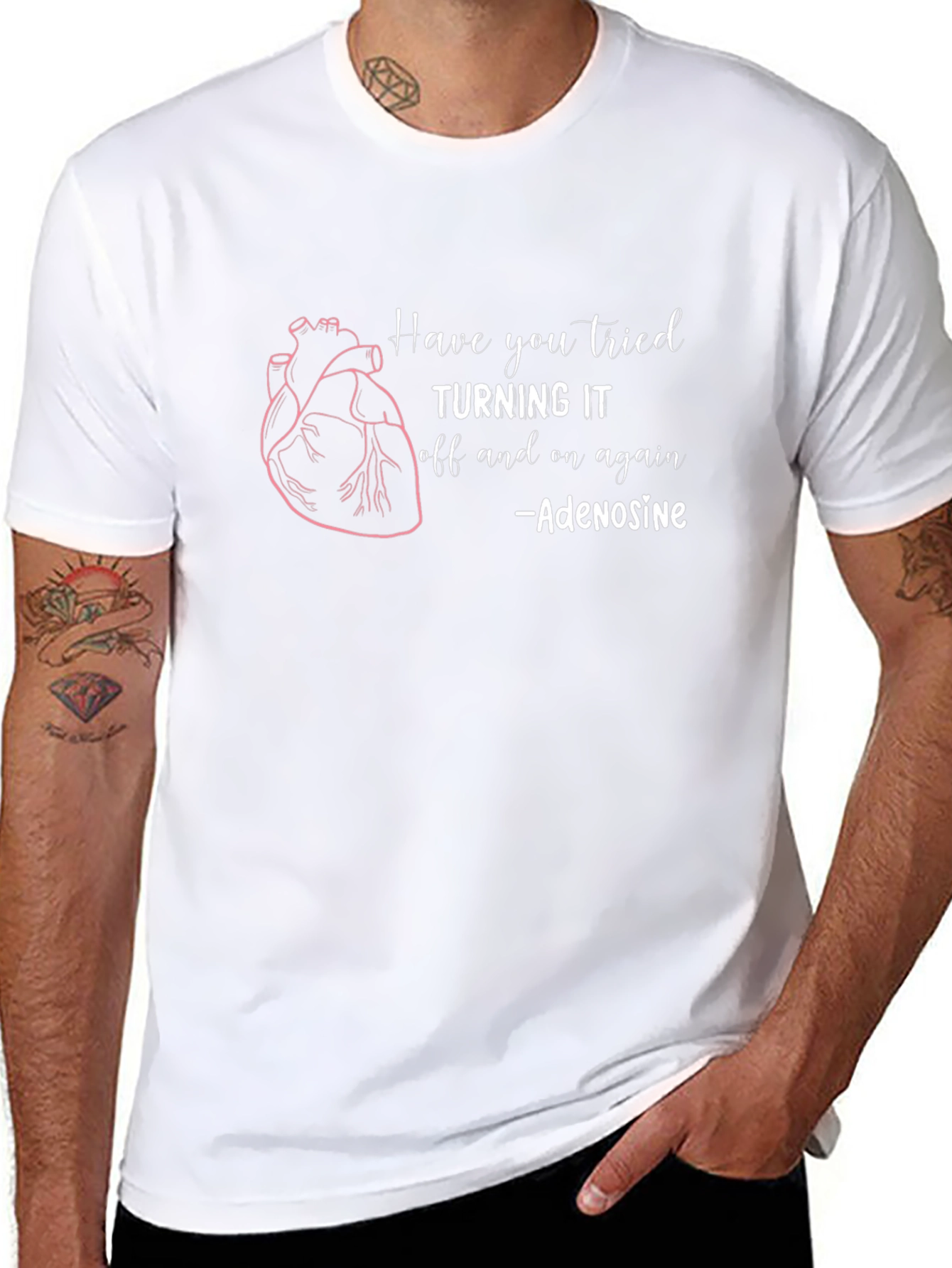 Adenosine Heartbeat Humor Black T-Shirt