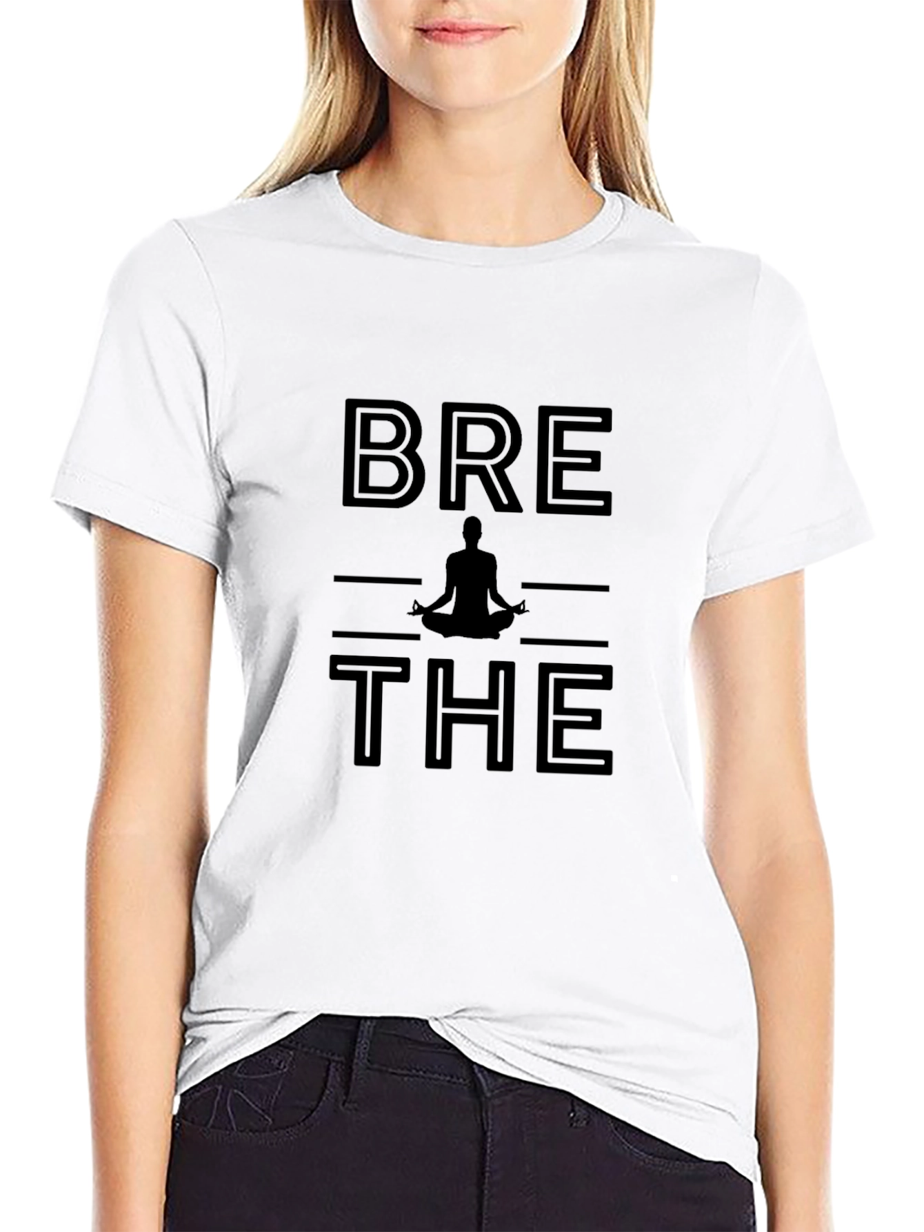 Breathe Yoga Graphic Tee - Black Relaxed Fit T-Shirt