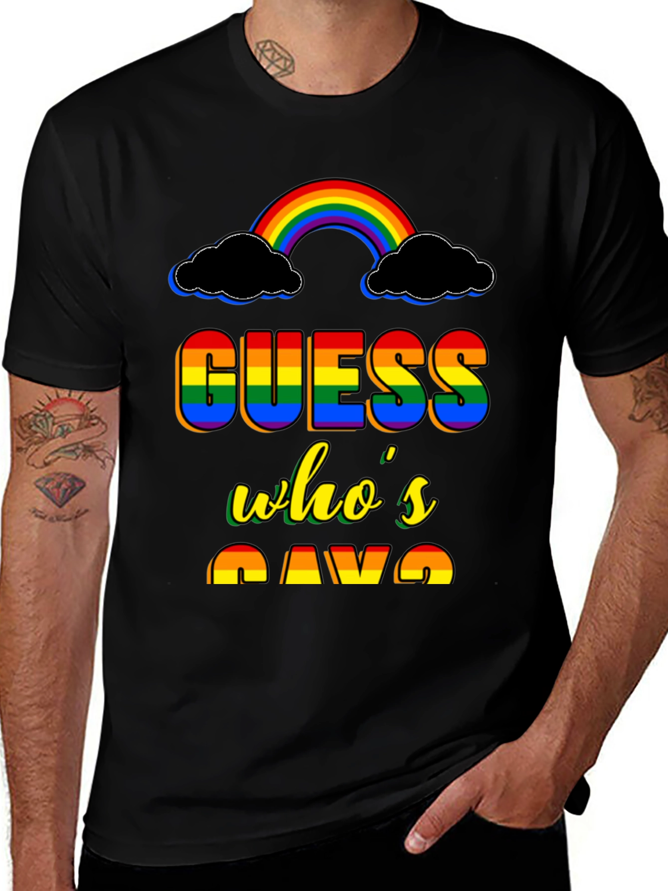 Guess Whos Gay T-Shirt Rainbow Pride