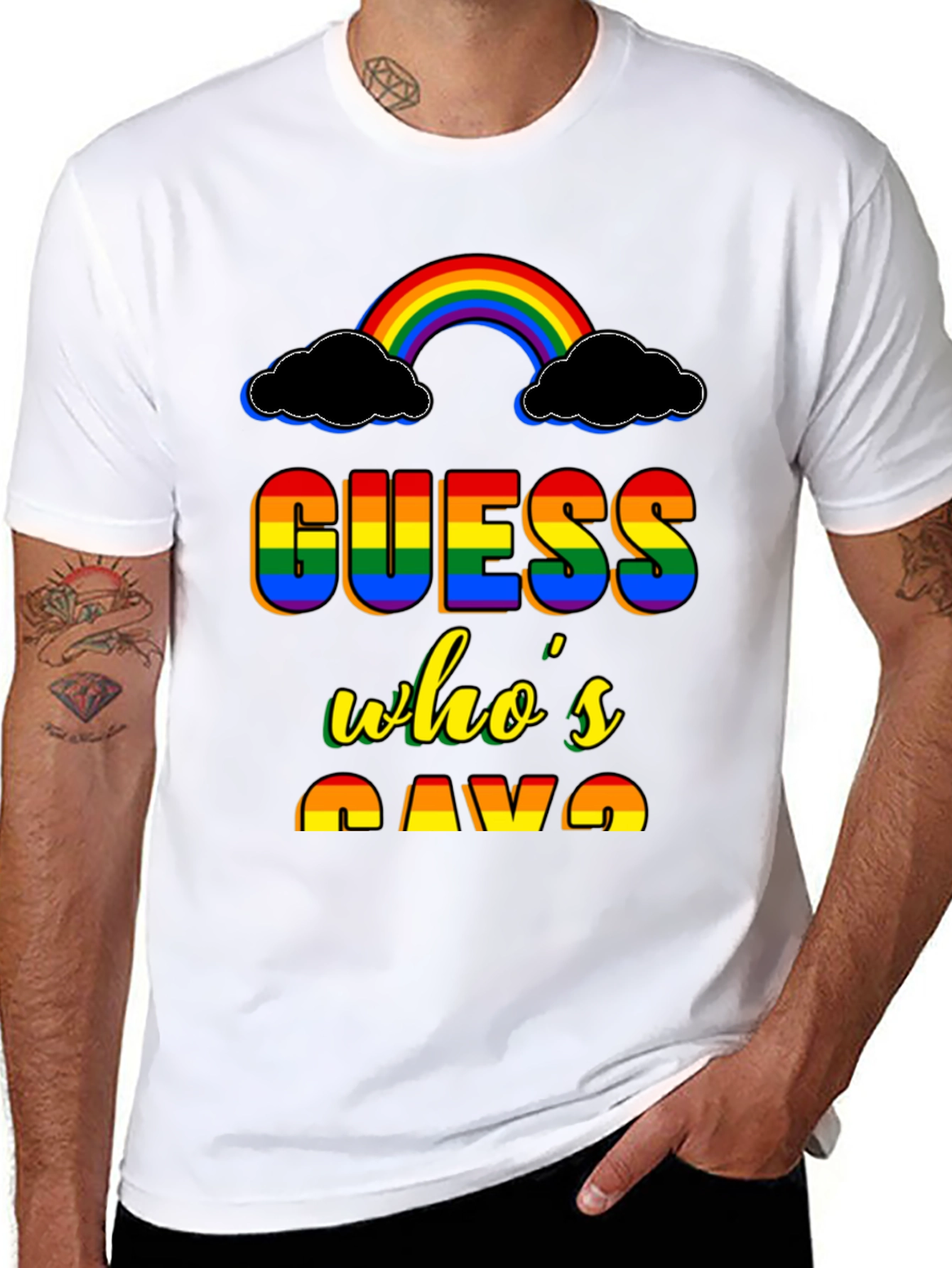 Guess Whos Gay T-Shirt Rainbow Pride