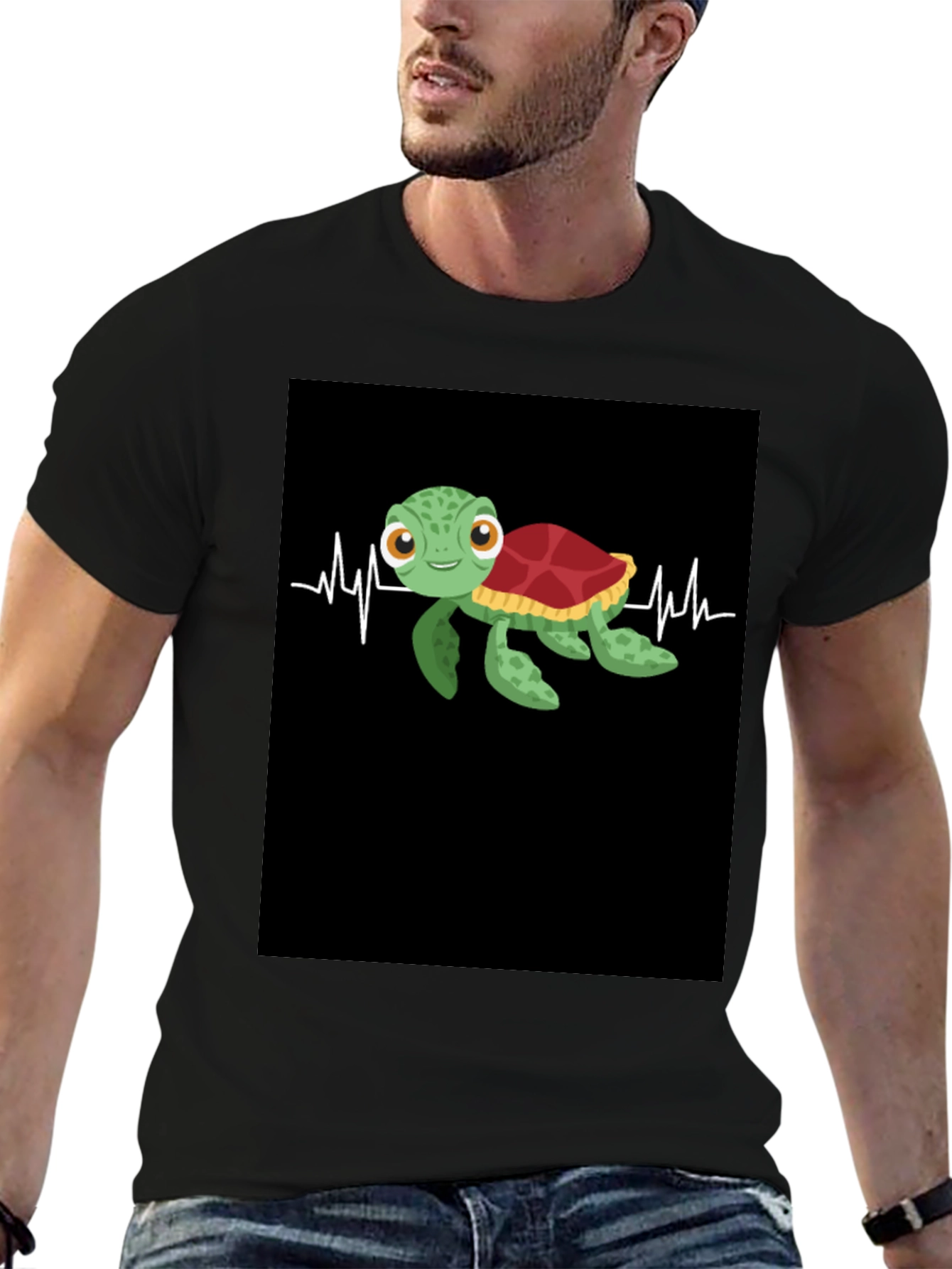 Turtle Heartbeat Black T-Shirt