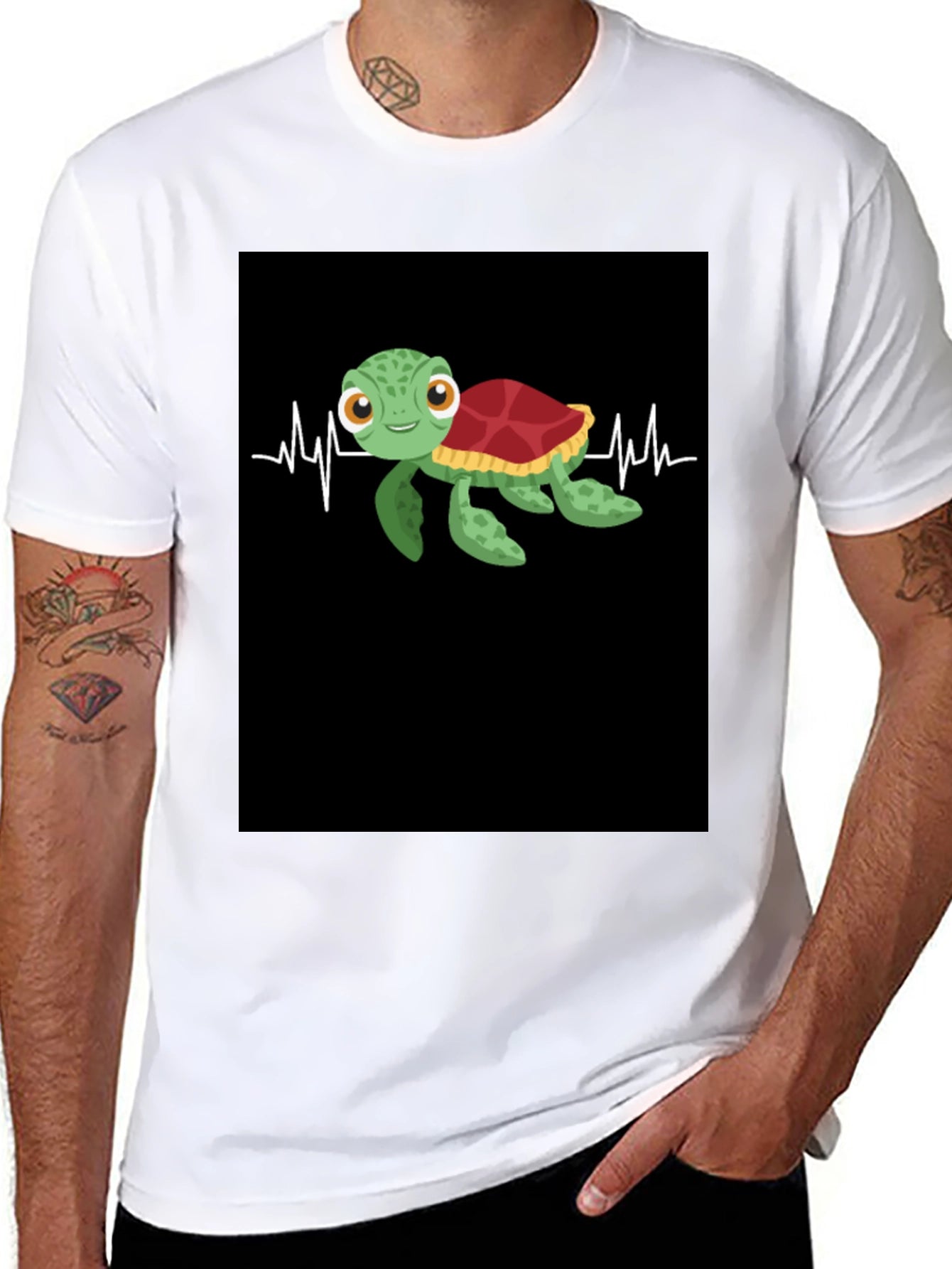 Turtle Heartbeat Black T-Shirt