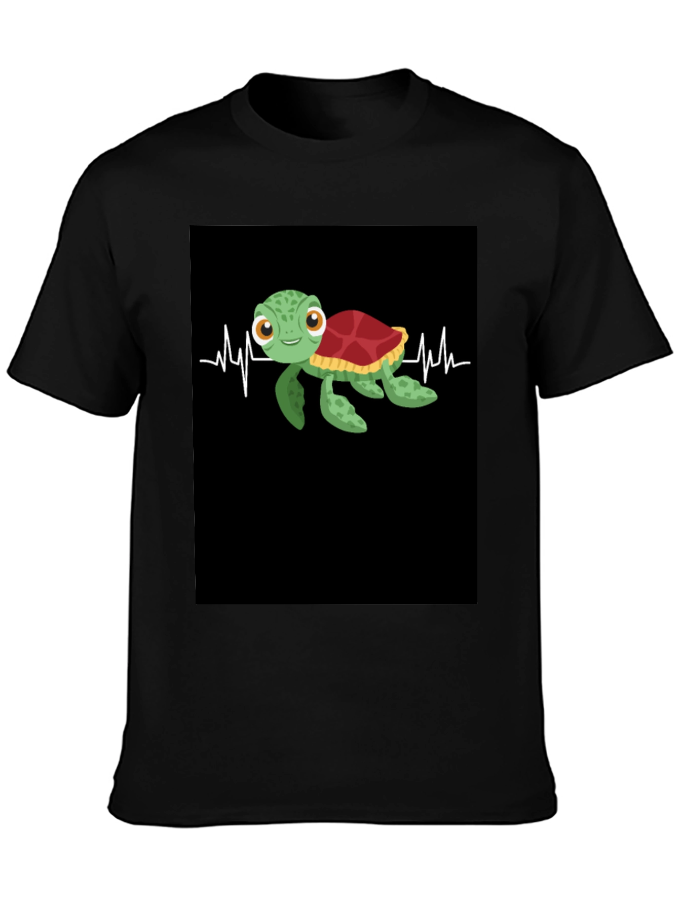 Turtle Heartbeat Black T-Shirt