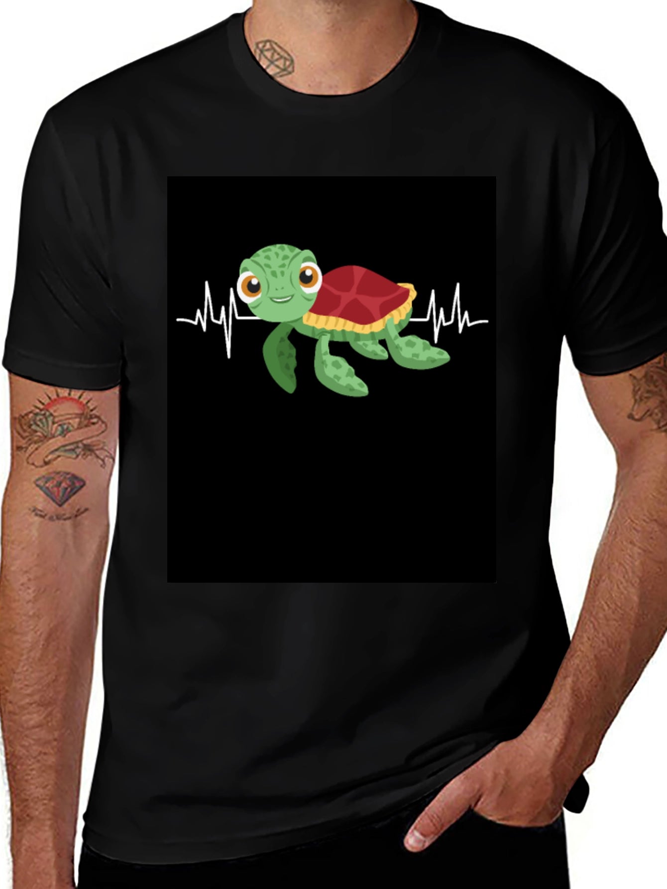 Turtle Heartbeat Black T-Shirt