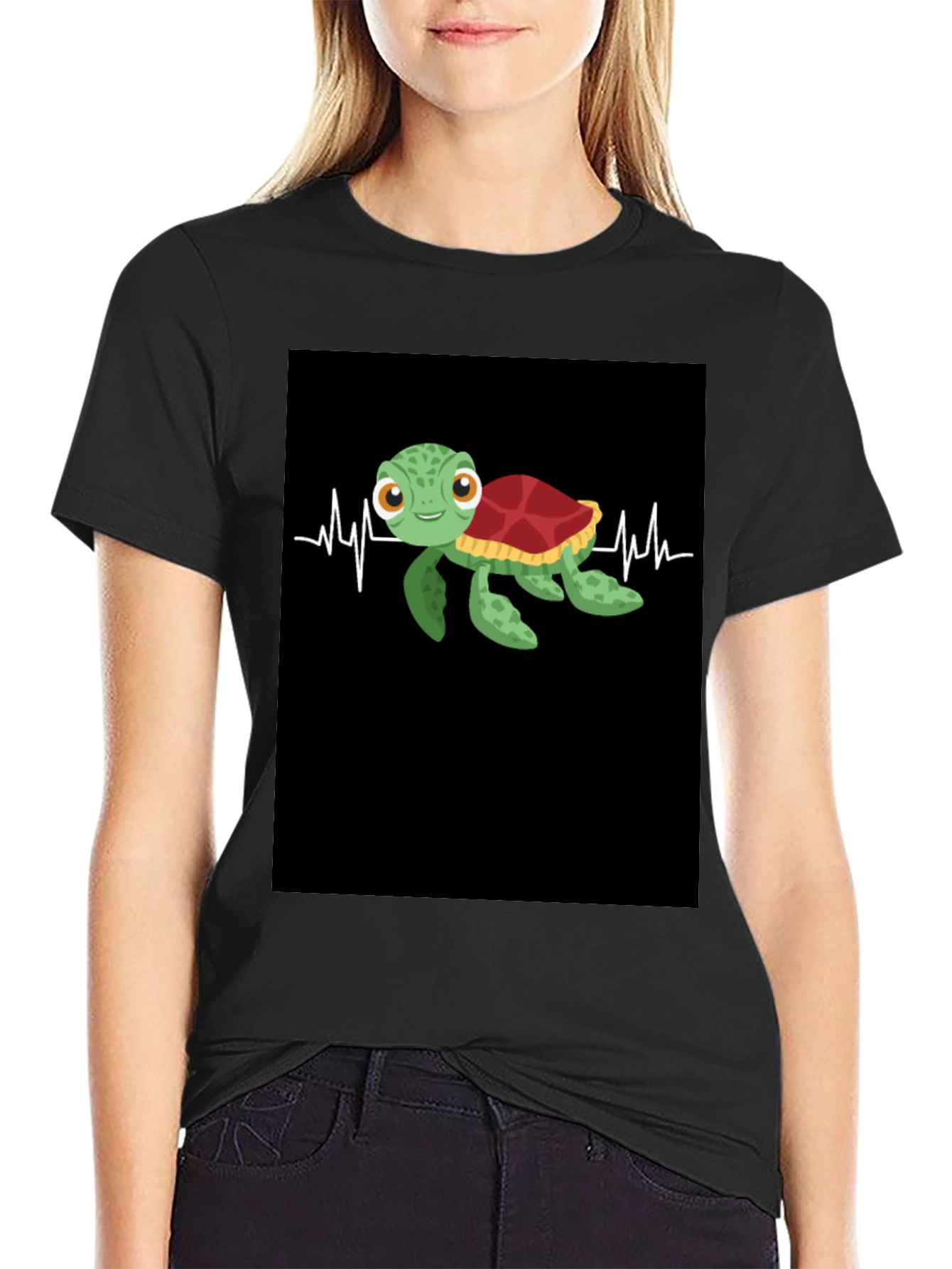 Turtle Heartbeat Black T-Shirt