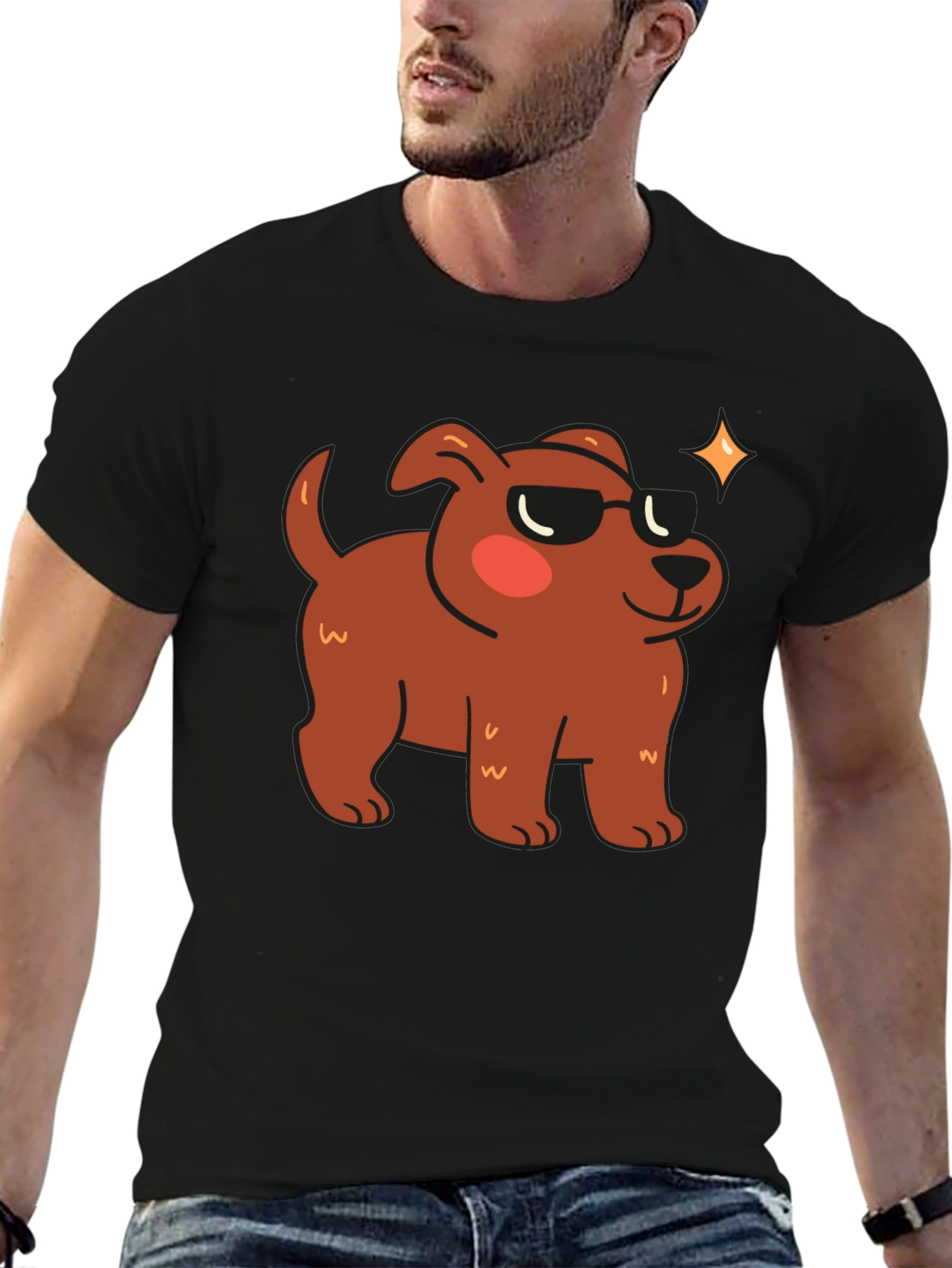 Cool Dog Graphic Tee - Black Casual Shirt