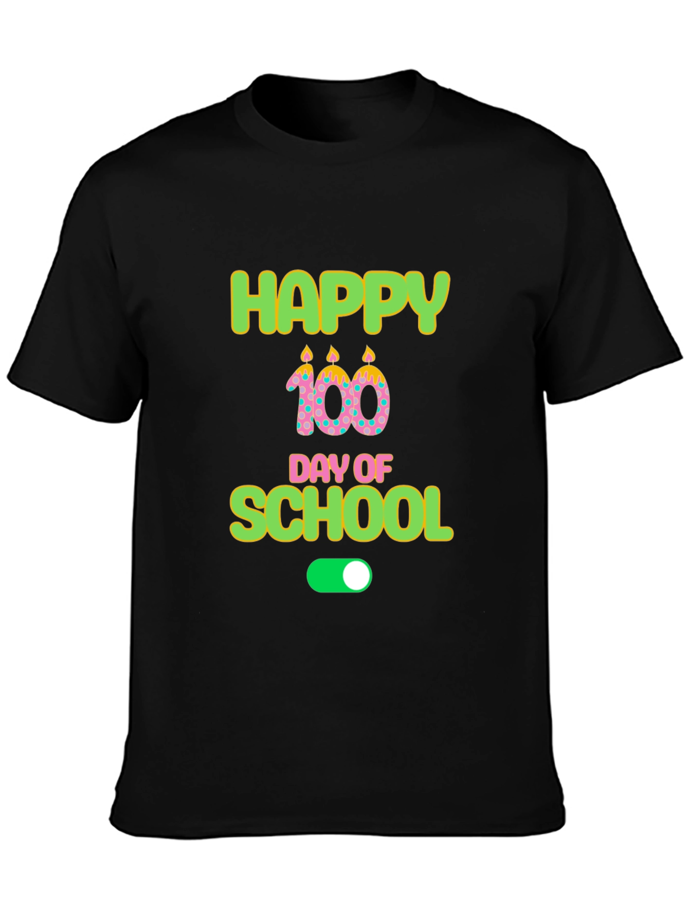 Happy 100th Day of School Black T-Shirt