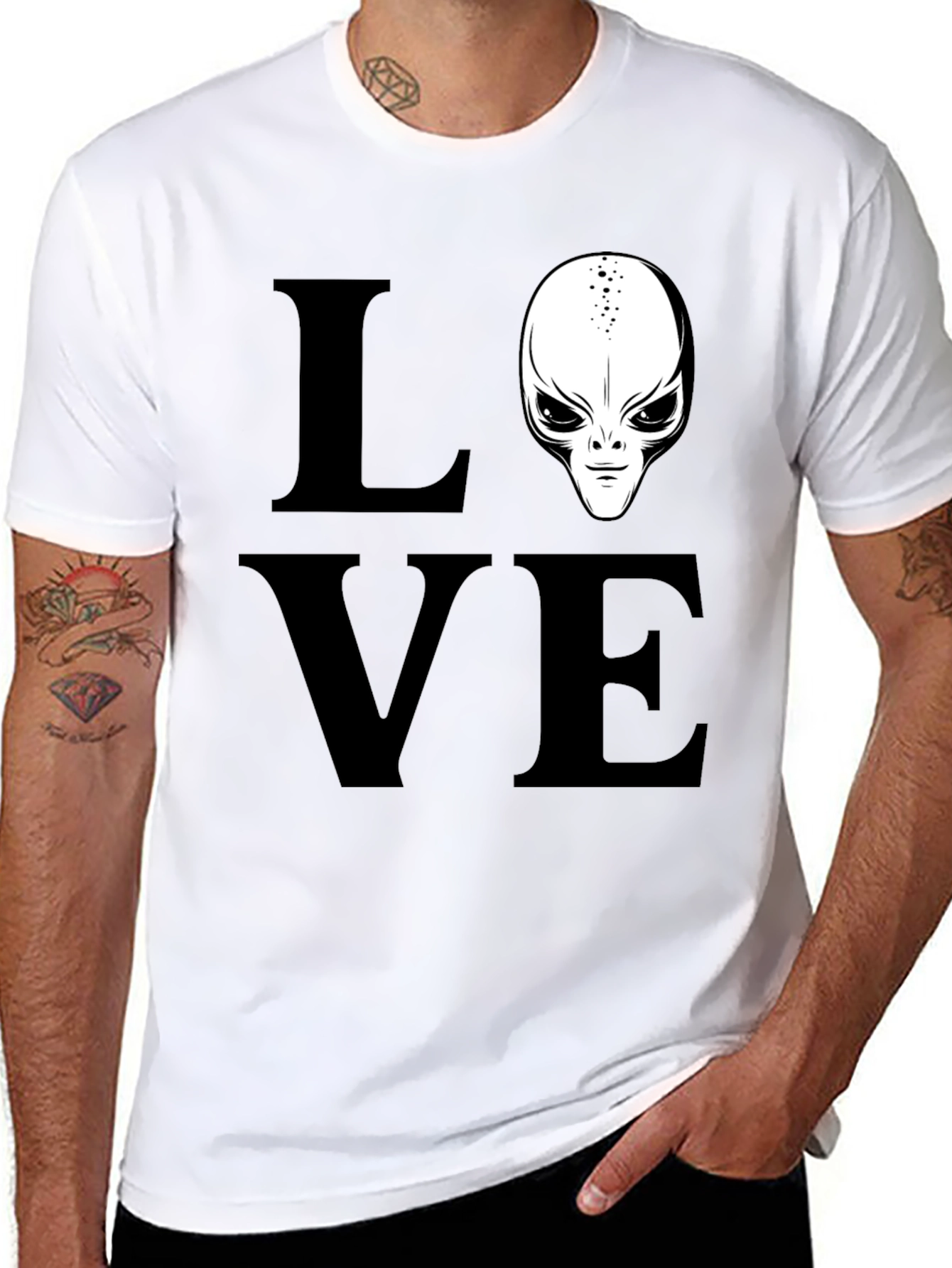 Love Alien Black T-Shirt Sci-Fi Design