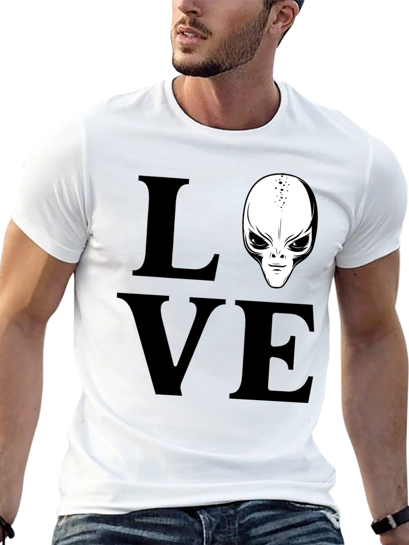 Love Alien Black T-Shirt Sci-Fi Design
