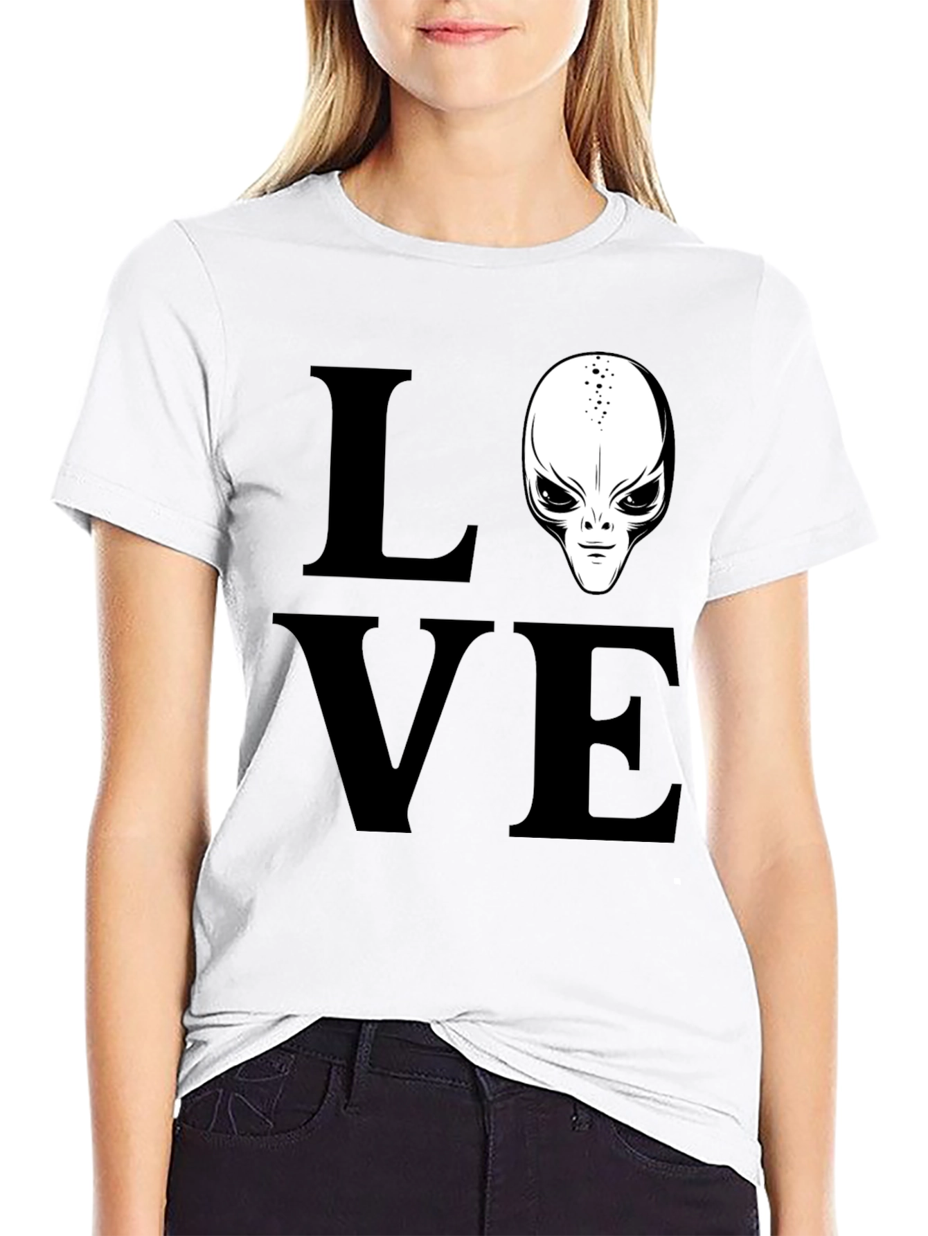 Love Alien Black T-Shirt Sci-Fi Design