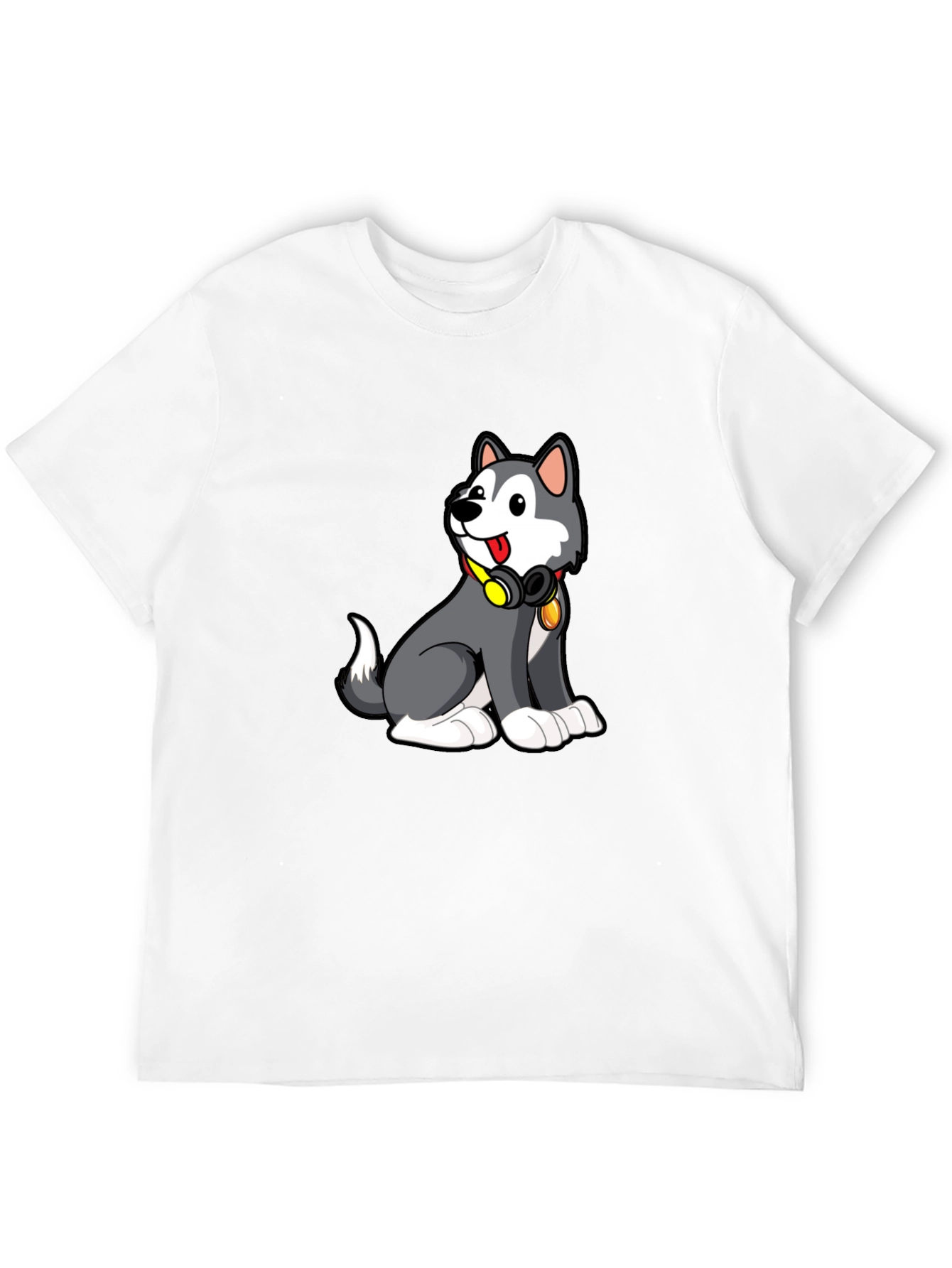 Cool Husky Graphic Tee - Black Cotton Blend